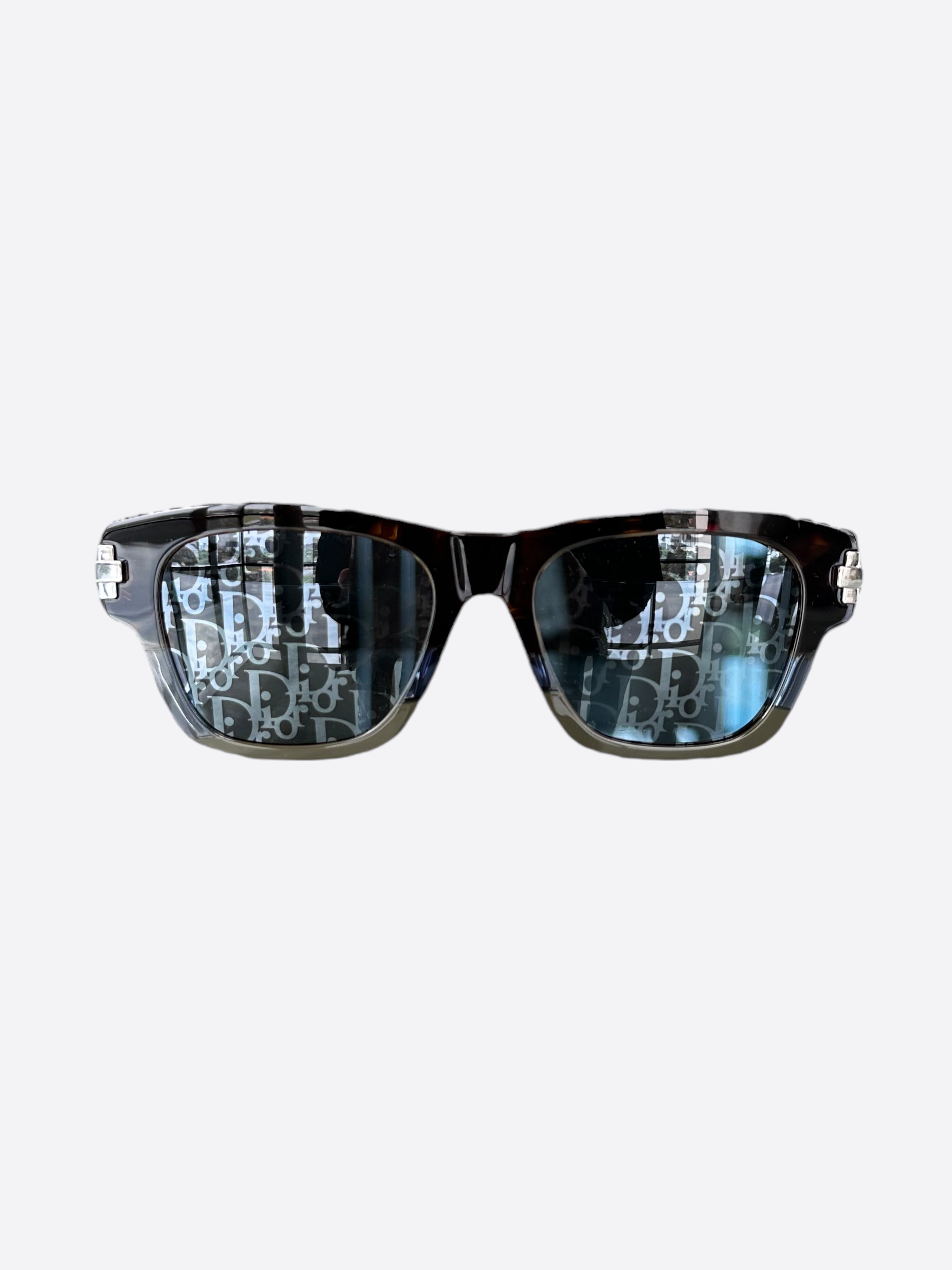 Dior Dark Havana Blue Oblique Sunglasses for Women & Men - Luxury Designer Shades for Driving, Beach & Outdoor Activities
