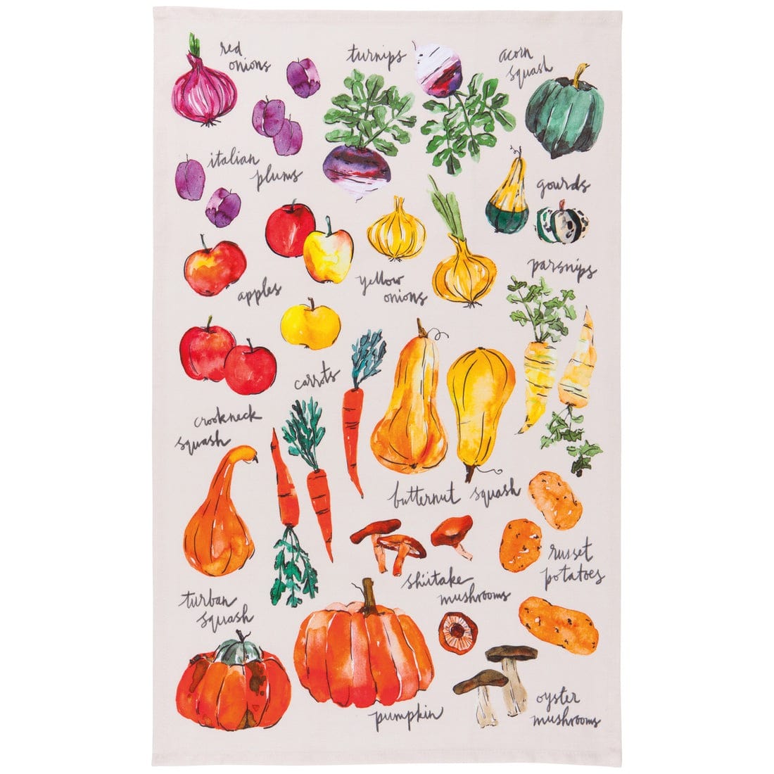 Now Designs Veggie Stand Printed Cotton Dish Towel - Absorbent Kitchen Towel for Drying Dishes, Cleaning Countertops & Farmhouse Decor