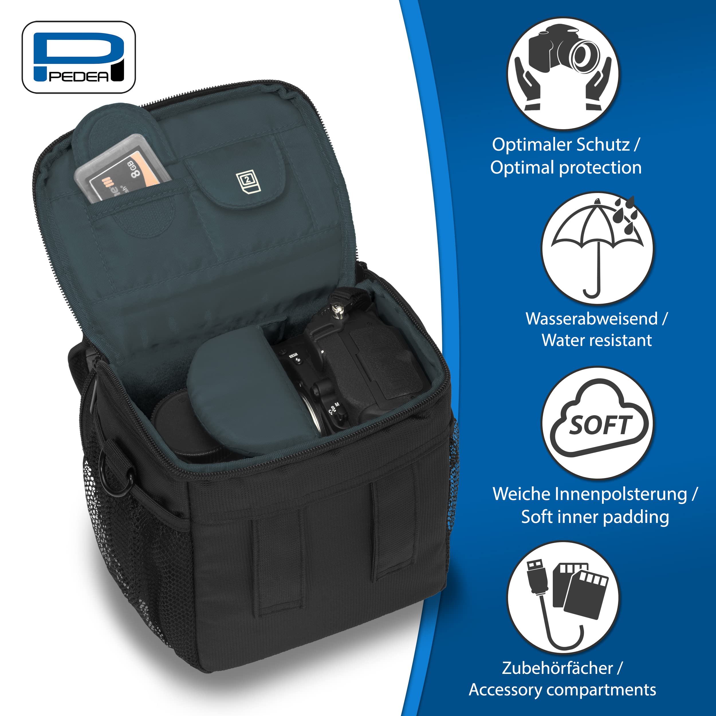 Waterproof DSLR Camera Bag for SLR Cameras - Medium Black/Grey with Rain Cover, Adjustable Strap & Accessory Pockets | Perfect for Travel, Hiking & Outdoor Photography