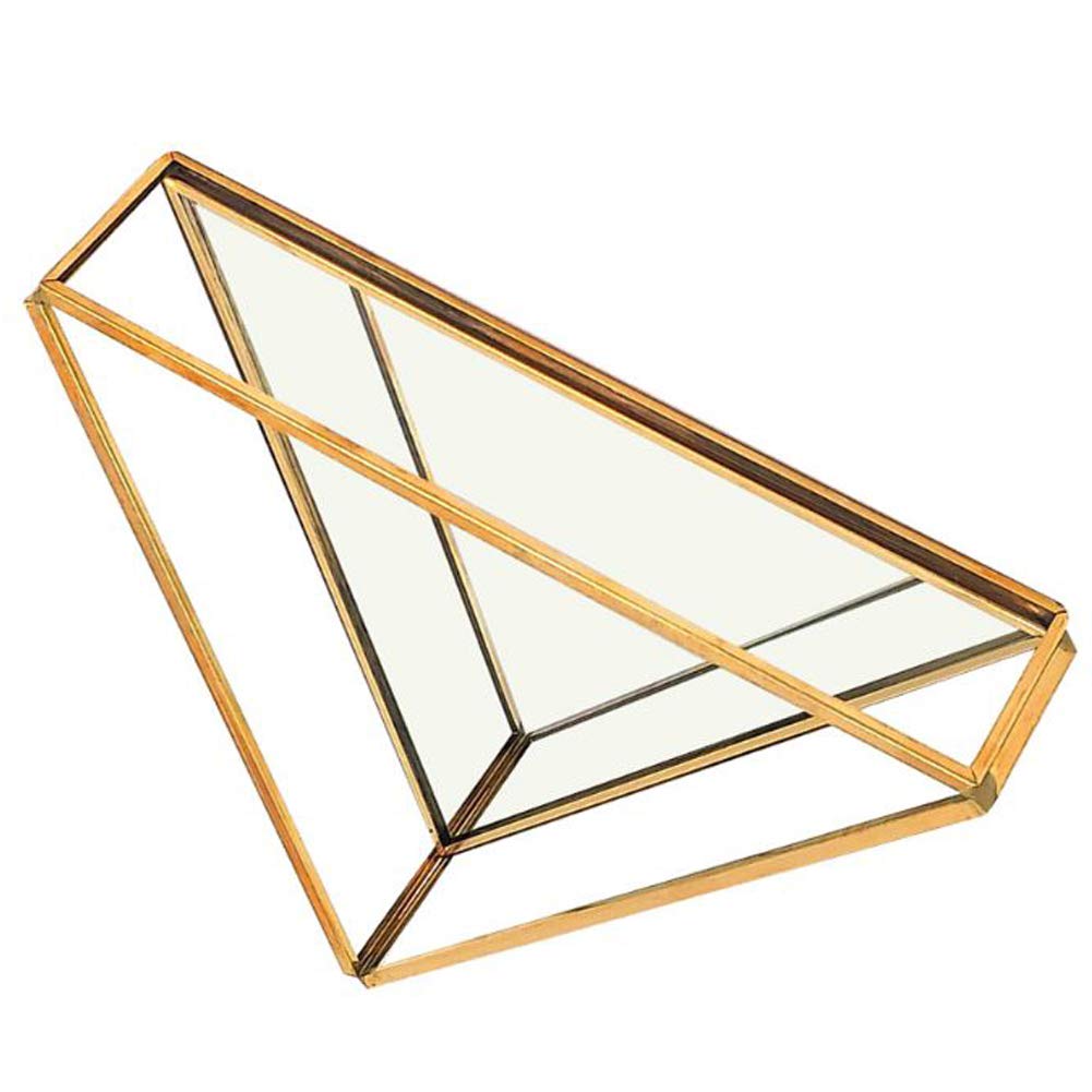 Elegant Mirror Jewelry & Perfume Tray - Decorative Vanity Dresser Organizer with Ornate Metal Design (Triangle) - Perfect for Makeup, Jewelry Storage & Bathroom Decor