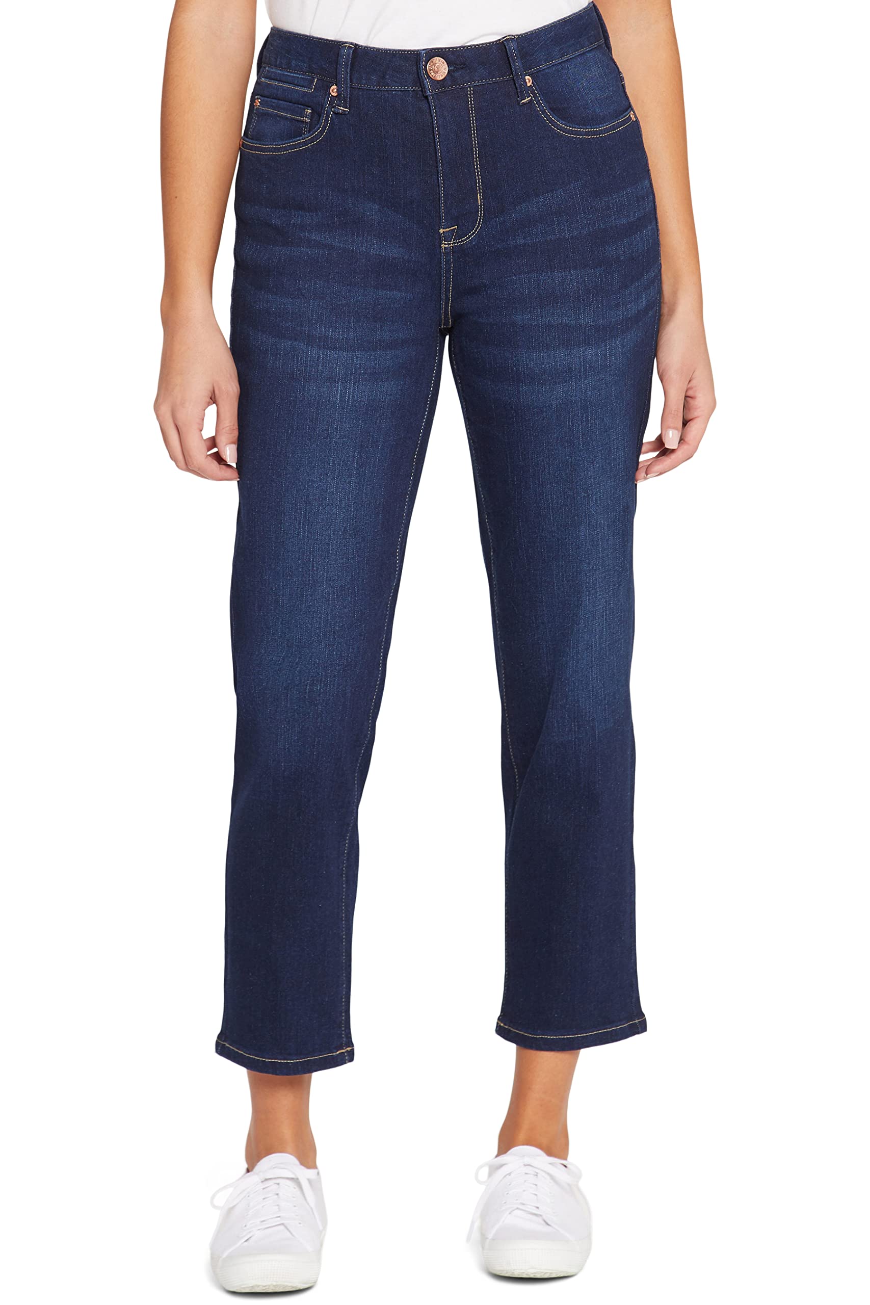 Seven7 Women's High Rise Straight Leg Jeans - Comfortable Stretch Denim Pants for Casual Wear & Everyday Outfits