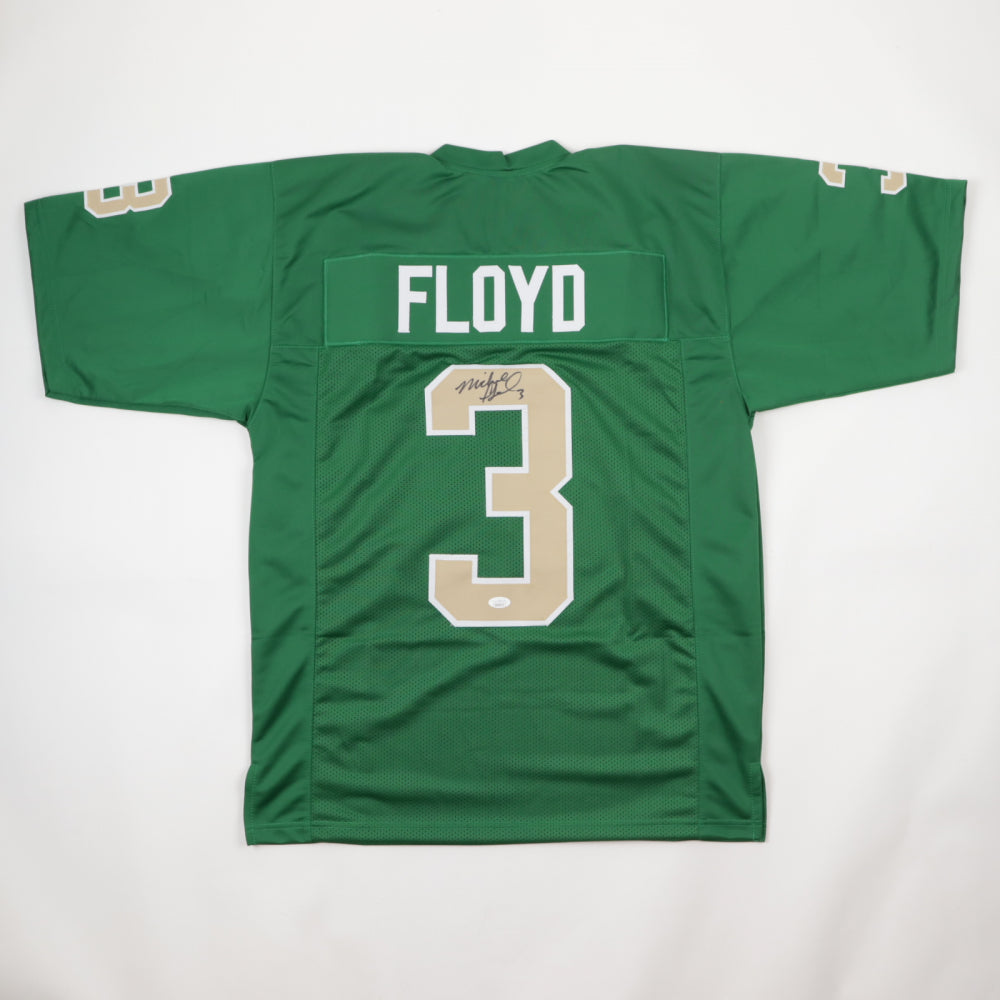 Michael Floyd Autographed Notre Dame Fighting Irish Green #3 Football Jersey - Perfect for Collectors, Fans, and Game Day Memorabilia Displays
