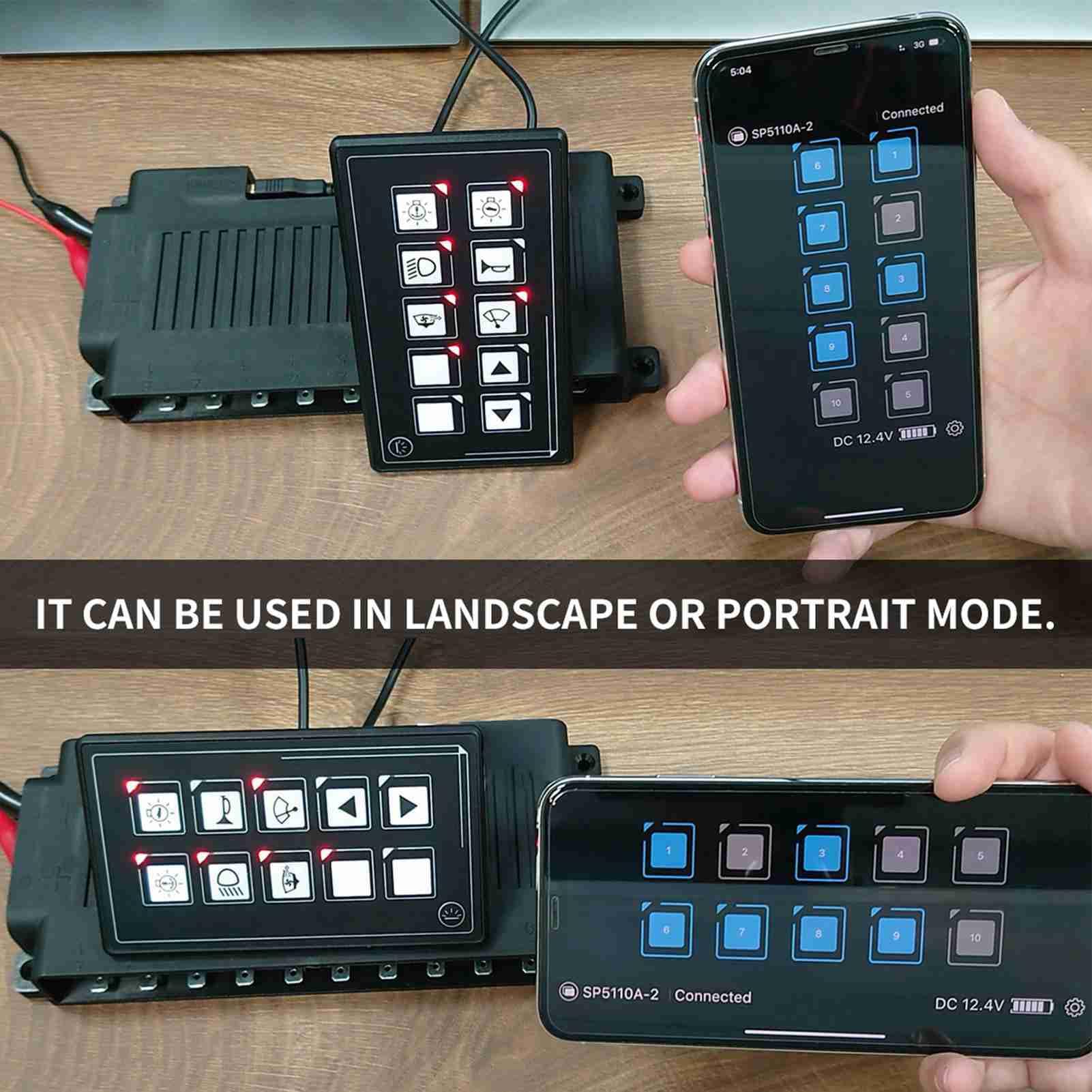 10P Membrane Control Switch Panel with APP Control - LED Touch Backlight Module, Built-in PPTC for RV, Boat, Marine & Home Automation (Smart Lighting & Appliance Control)