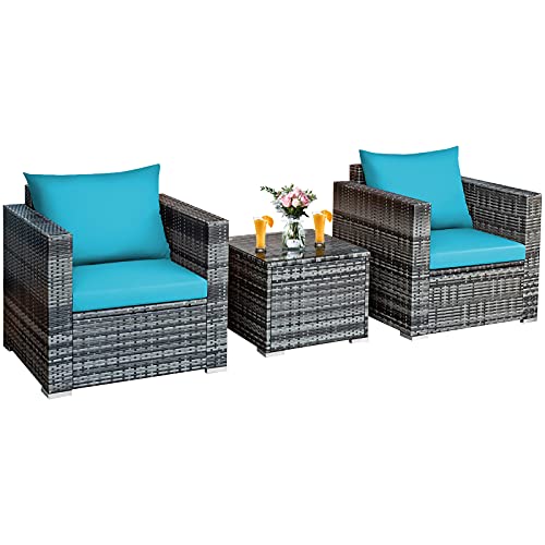 Mix Grey Rattan With Turquoise Cushion