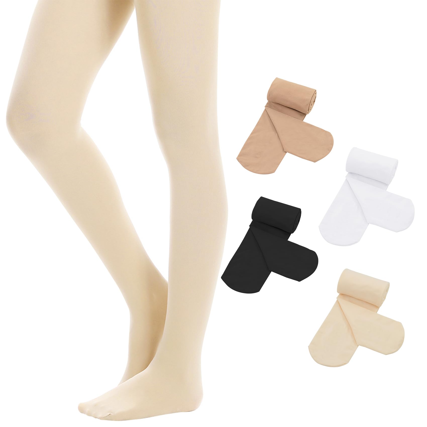 Durio 4 Pairs Ultra Soft Ballet Tights for Girls & Toddlers - Footed Dance Stockings, Stretchy Leggings for School, Ballet Class & Performance (Ideal for Dance Practice, Recitals & Everyday Wear)