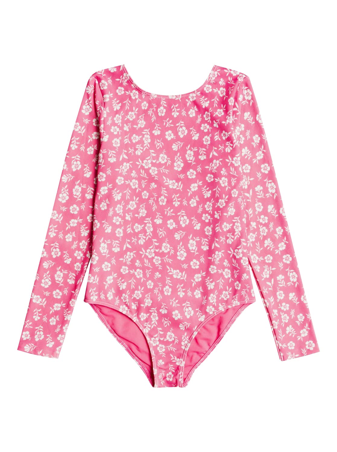Roxy Girl's Splendid Dream One-Piece Rashguard for Big Kids - Pink Guava Ditsy Dreams XS (Size 7) | UV Protection Swimwear for Girls, Beach & Pool Activities, Surfing, Water Sports