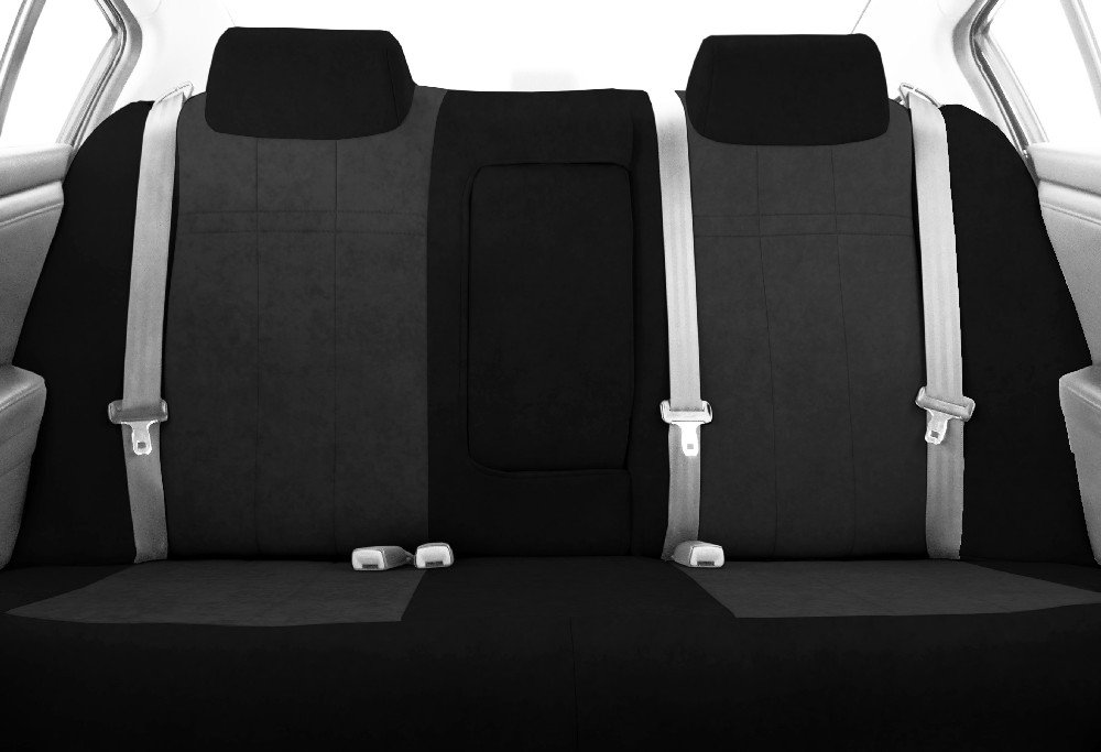 CalTrend 40/60 Split Bench Seat Covers for 2014-2019 Toyota Highlander - Microsuede Fabric, Charcoal with Black Trim - Perfect for Family Road Trips and Daily Commuting