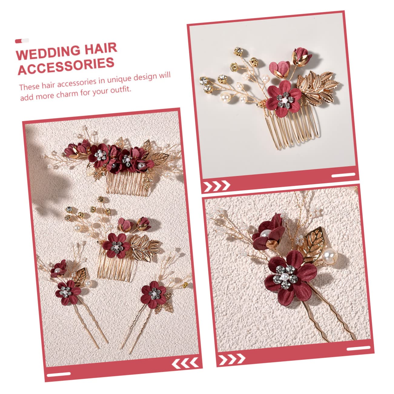 5 Sets Wedding Hairpins for Bride - Pearl Flower Hair Clips, Hair Comb Accessories for Women (Zinc Alloy) - Perfect for Bridal Shower, Wedding Ceremony & Special Occasions