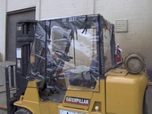 Heavy Duty Full Forklift Cab Enclosure Cover - Clear Vinyl Extra Long Size for All-Weather Protection | Industrial Warehouse & Construction Site Use