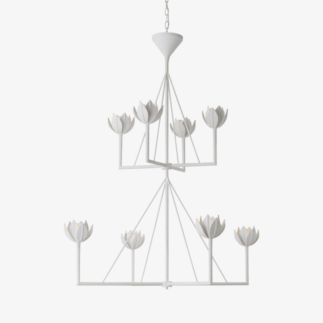 Alberto Lotus Bloom Chandelier - Elegant Floral Crystal Ceiling Light Fixture for Dining Room, Living Room & Bedroom | Perfect for Home Decor, Wedding Venues & Luxury Interiors