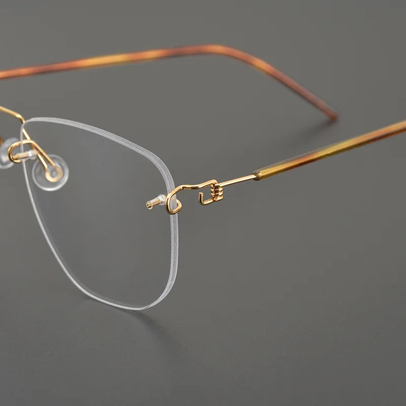 Stylish Black Titanium Rimless Square Eyeglasses for Women - Lightweight, Screwless Design - Perfect for Work, Reading & Everyday Fashion