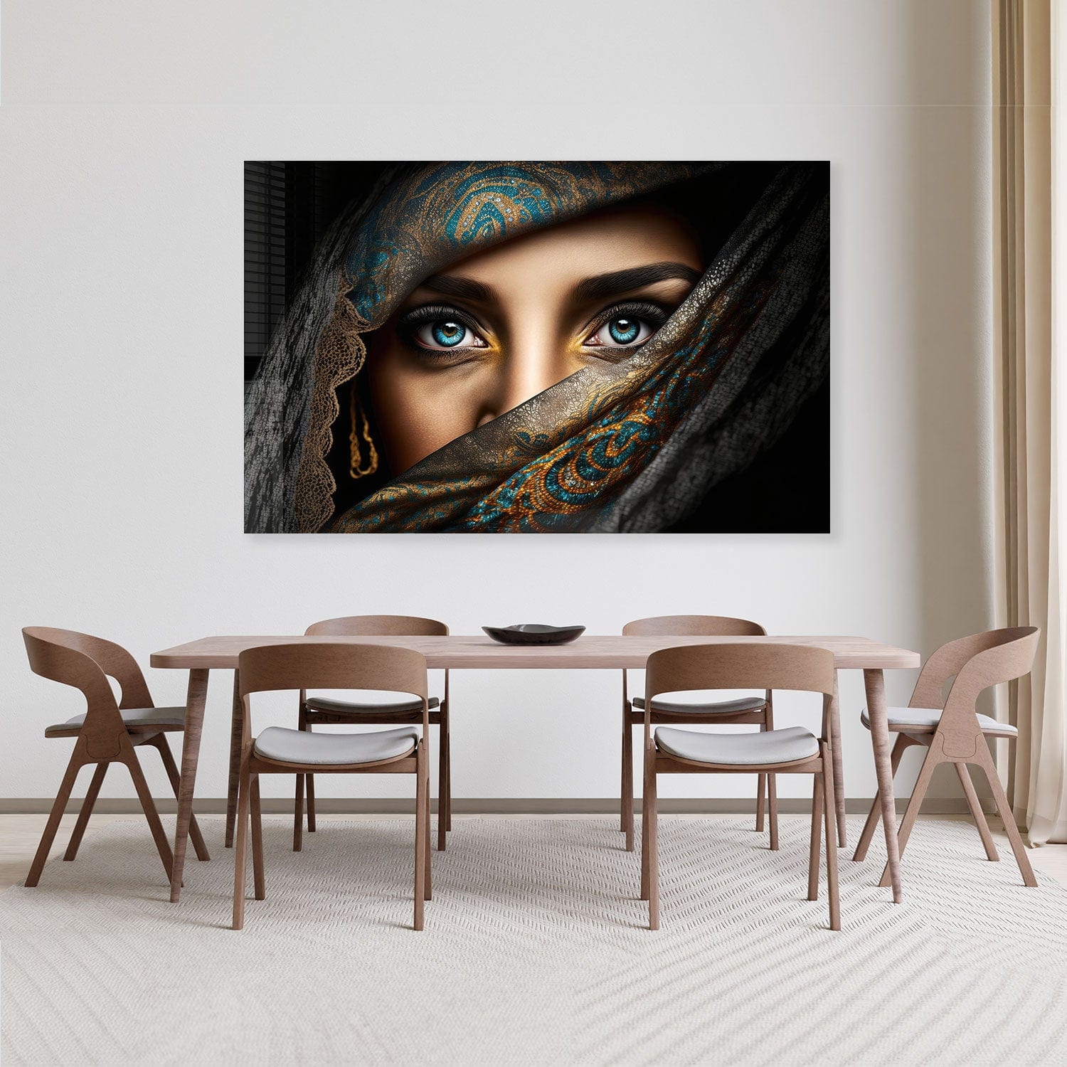 Blue Eyes Tempered Glass Wall Art - Elegant Home Decor for Living Room, Bedroom & Office