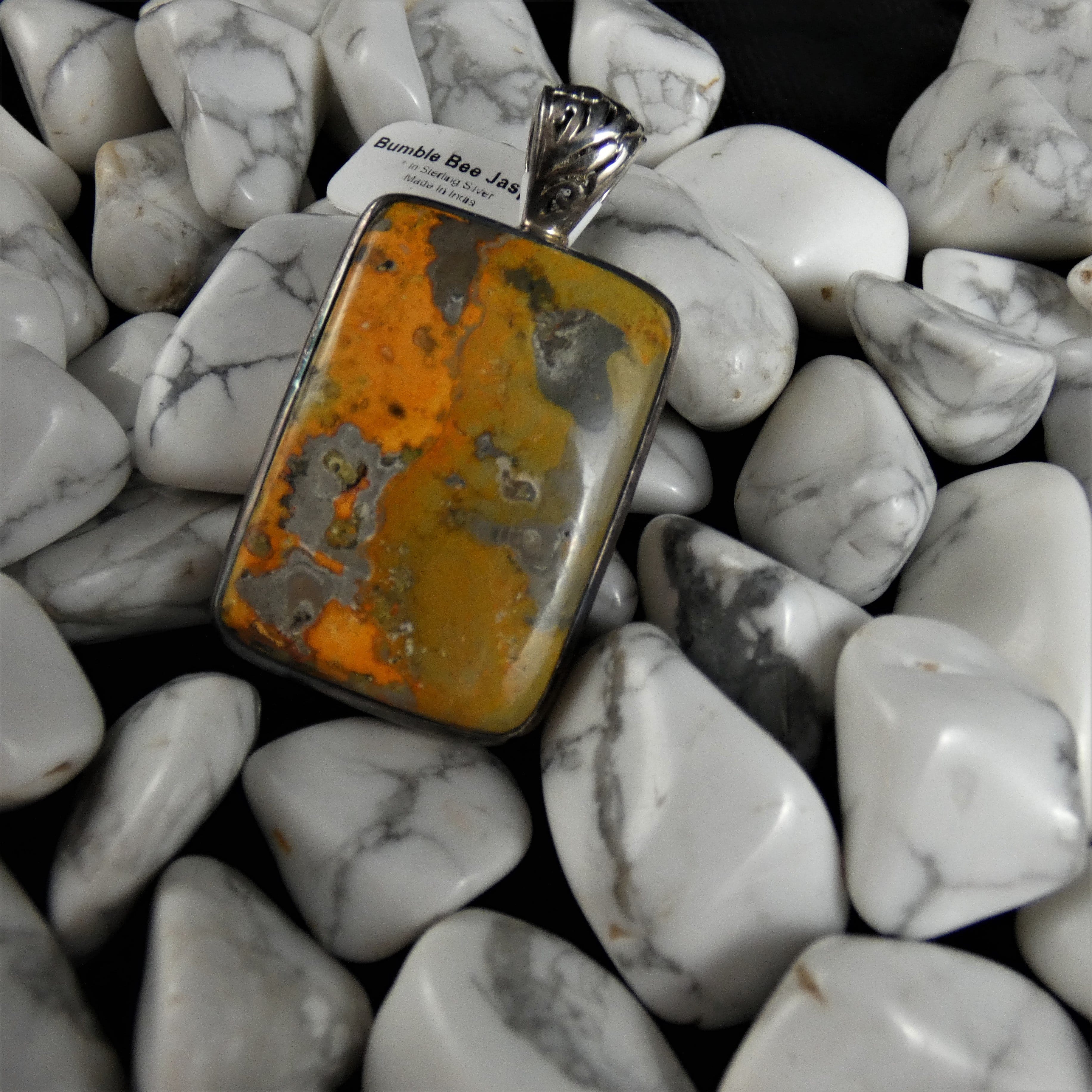 Bumblebee Jasper Sterling Silver Pendant Necklace - Natural Stone Jewelry for Women - Perfect for Everyday Wear, Gifts & Spiritual Healing