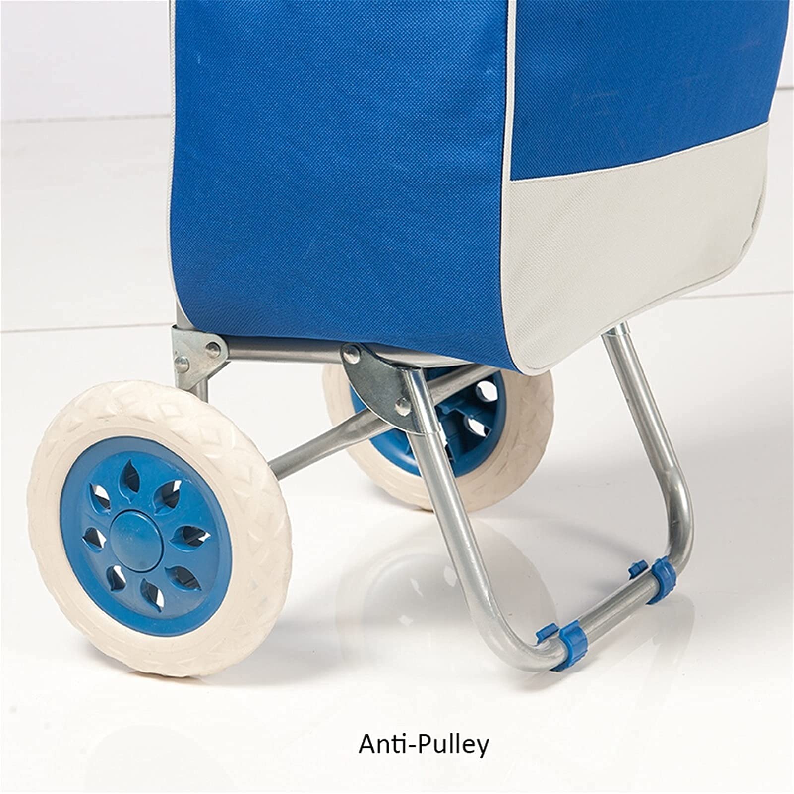 Heavy Duty Collapsible Folding Wagon Cart with Wheels - Portable Utility Shopping Trolley for Groceries, Luggage & Outdoor Activities | Perfect for Supermarkets, Camping, Beach Trips & Home Use (Blue)