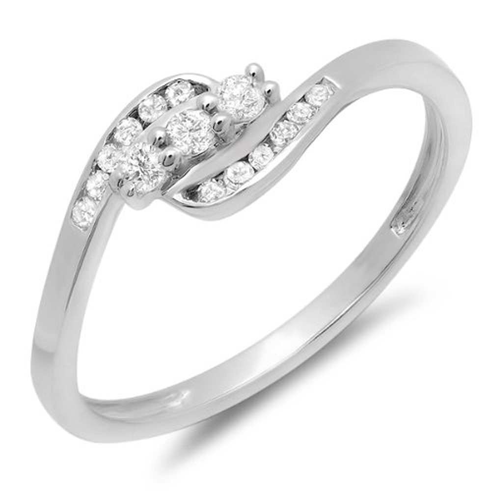 0.25 CTTW 14K White Gold Round Diamond Women's Wedding Ring - Dazzlingrock Collection Anniversary Promise Band for Her, Perfect for Engagement, Proposal & Special Occasions