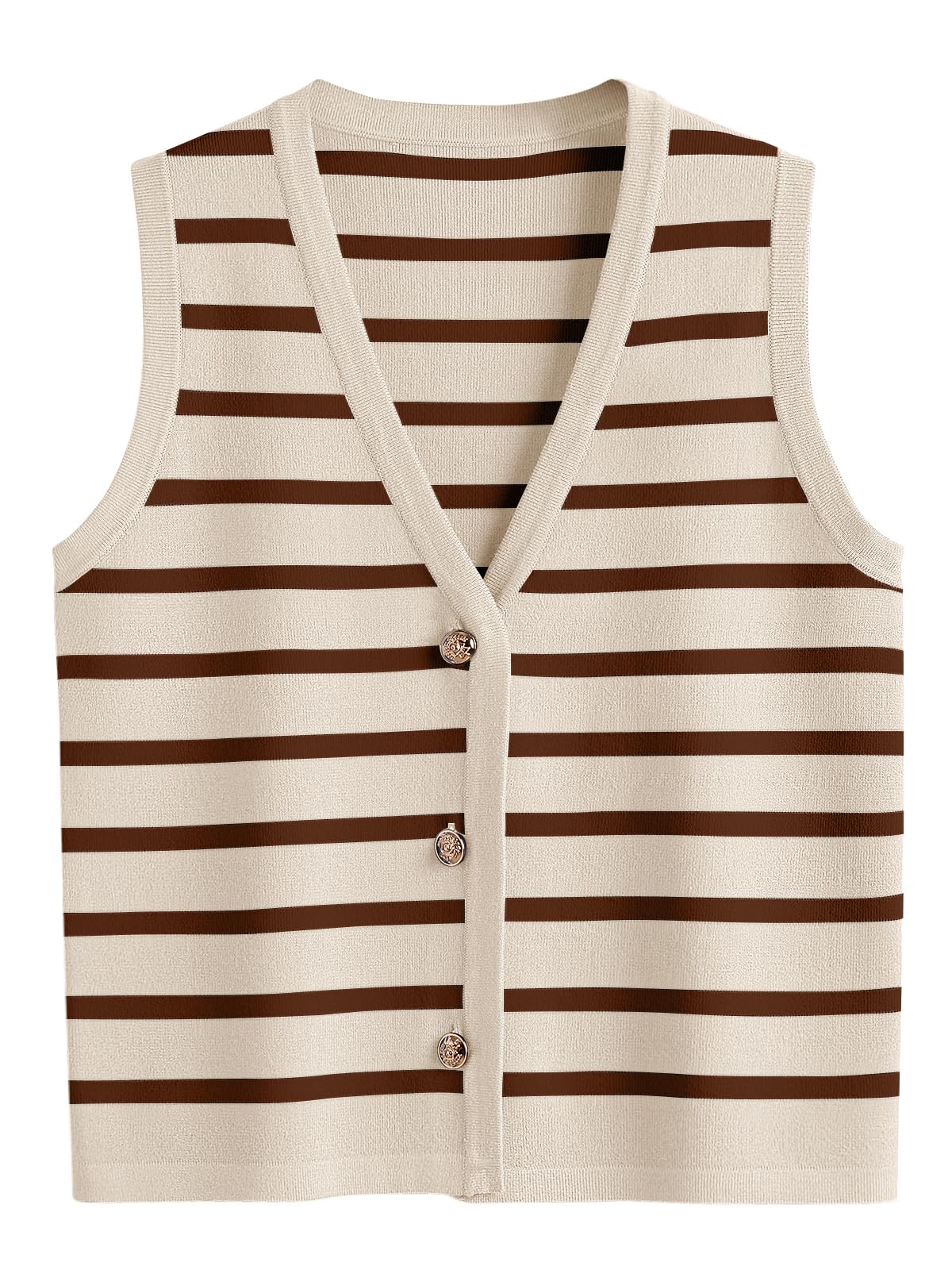 LILLUSORY Women's Striped Sweater Vest Top - Button Up Summer & Spring Blouse for Vacation Outfits | Casual Wear, Office Attire, and Weekend Brunch Looks