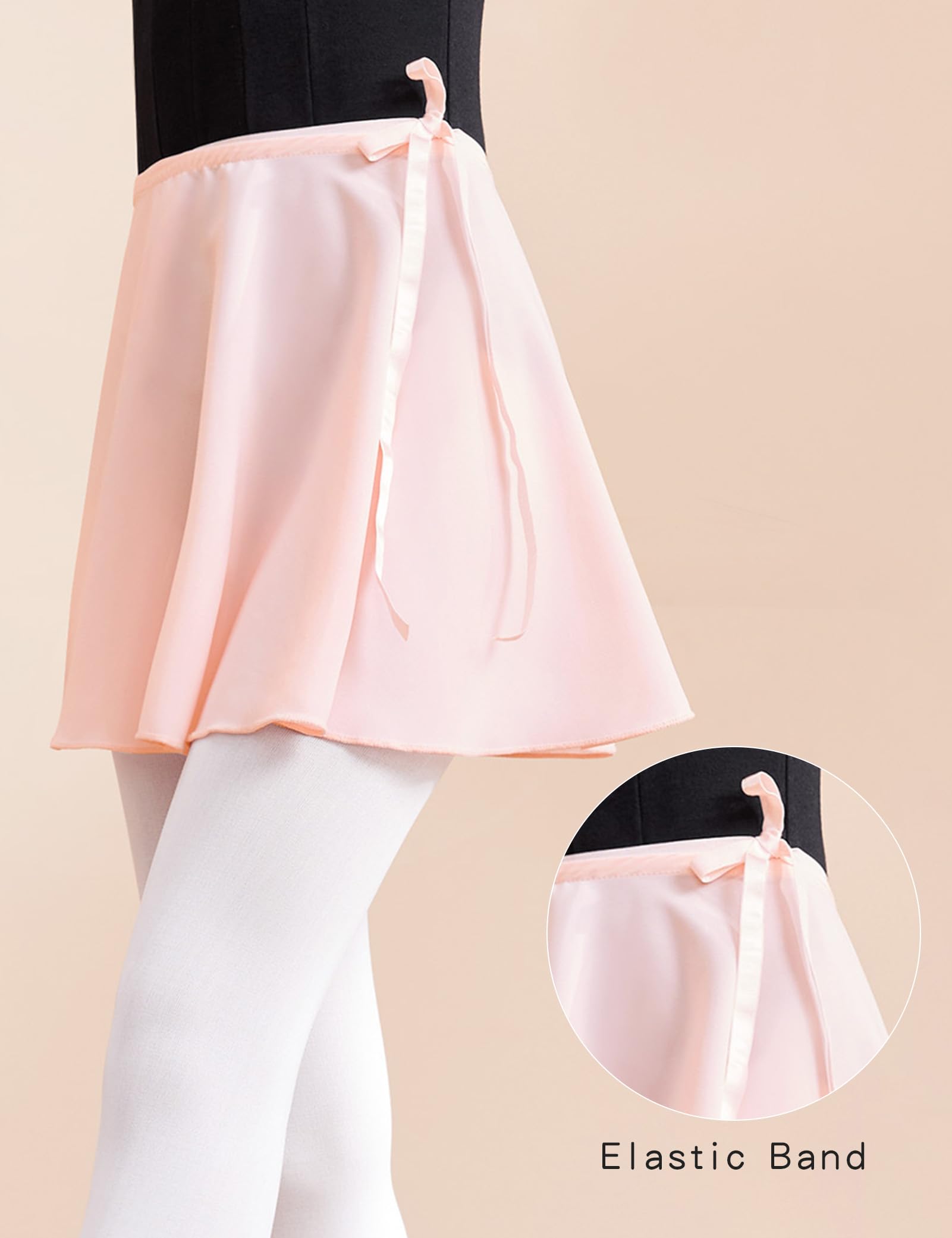 Phoeswan Chiffon Ballet Wrap Skirt for Girls & Women - Elastic Tie Dance & Skating Skirt - Perfect for Ballet, Yoga, and Performance
