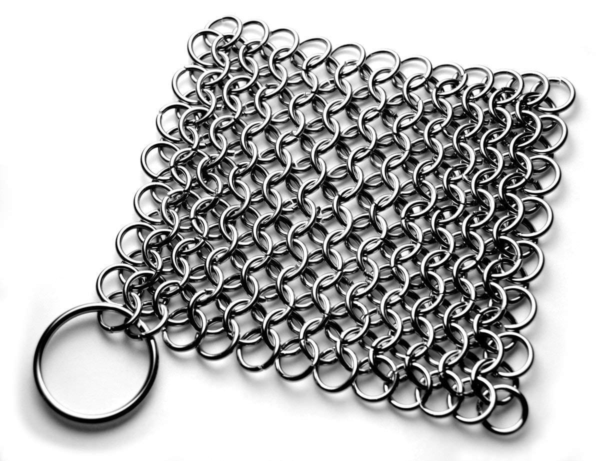 Knappmade Stainless Steel Chain Mail Scrubber for Cast Iron Pans - Heavy Duty Kitchen Scrubber for Grill, Griddle & Cookware Cleaning - Perfect for Camping, BBQ & Outdoor Cooking