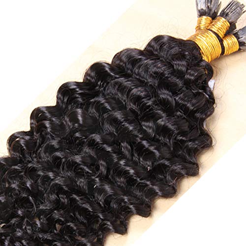 Premium Malaysian Curly Human Hair Extensions - 100% Remy Human Hair, Flat Tip Keratin Pre-bonded Machine Made Capsules (26inch, 200 Strands, Jet Black) for Natural Volume & Styling - Perfect for Daily Wear, Parties & Special Occasions