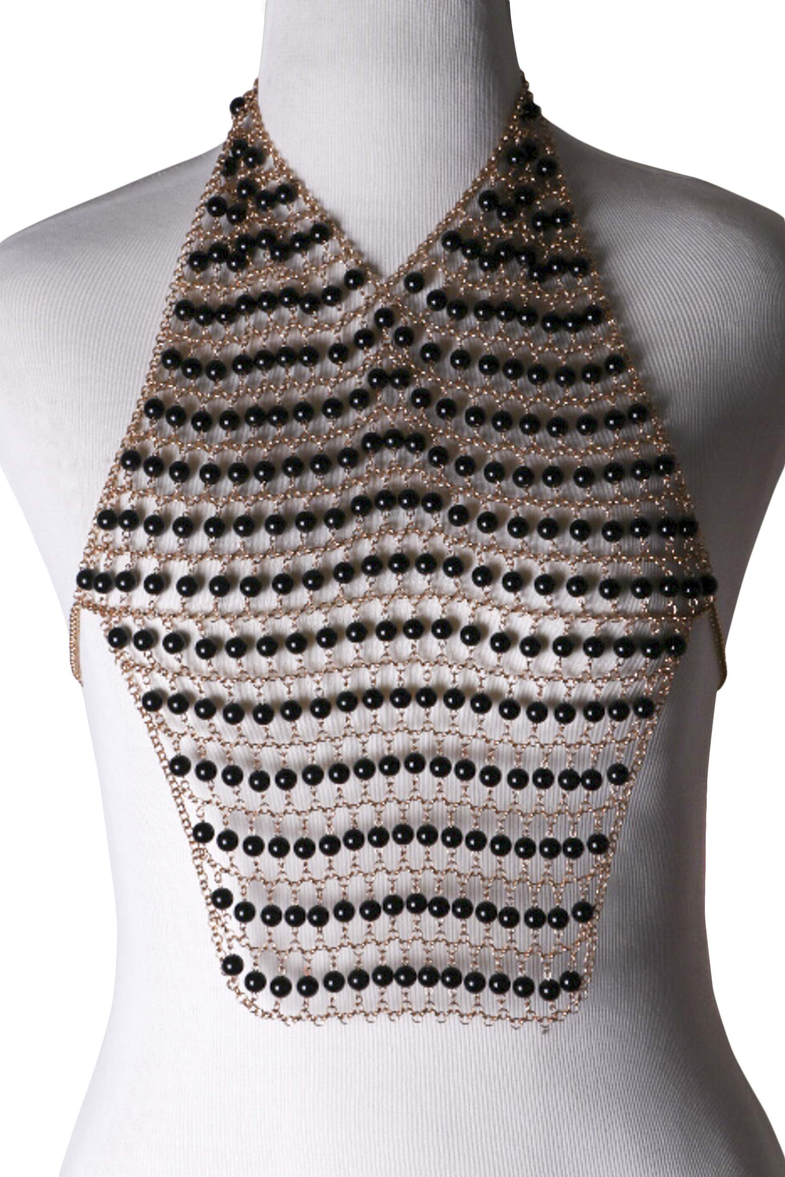 Arsimus Simulated Pearl Halter Body Chain Jewelry - Elegant Layered Necklace for Women, Perfect for Weddings, Parties & Beach Vacations