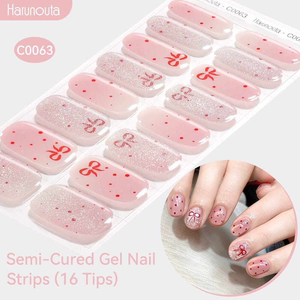16-Pack Semi-Cured Gel Nail Wraps Kit - C0057 & C0071 Designs - DIY Salon-Quality Nails at Home for Parties, Weddings & Special Occasions