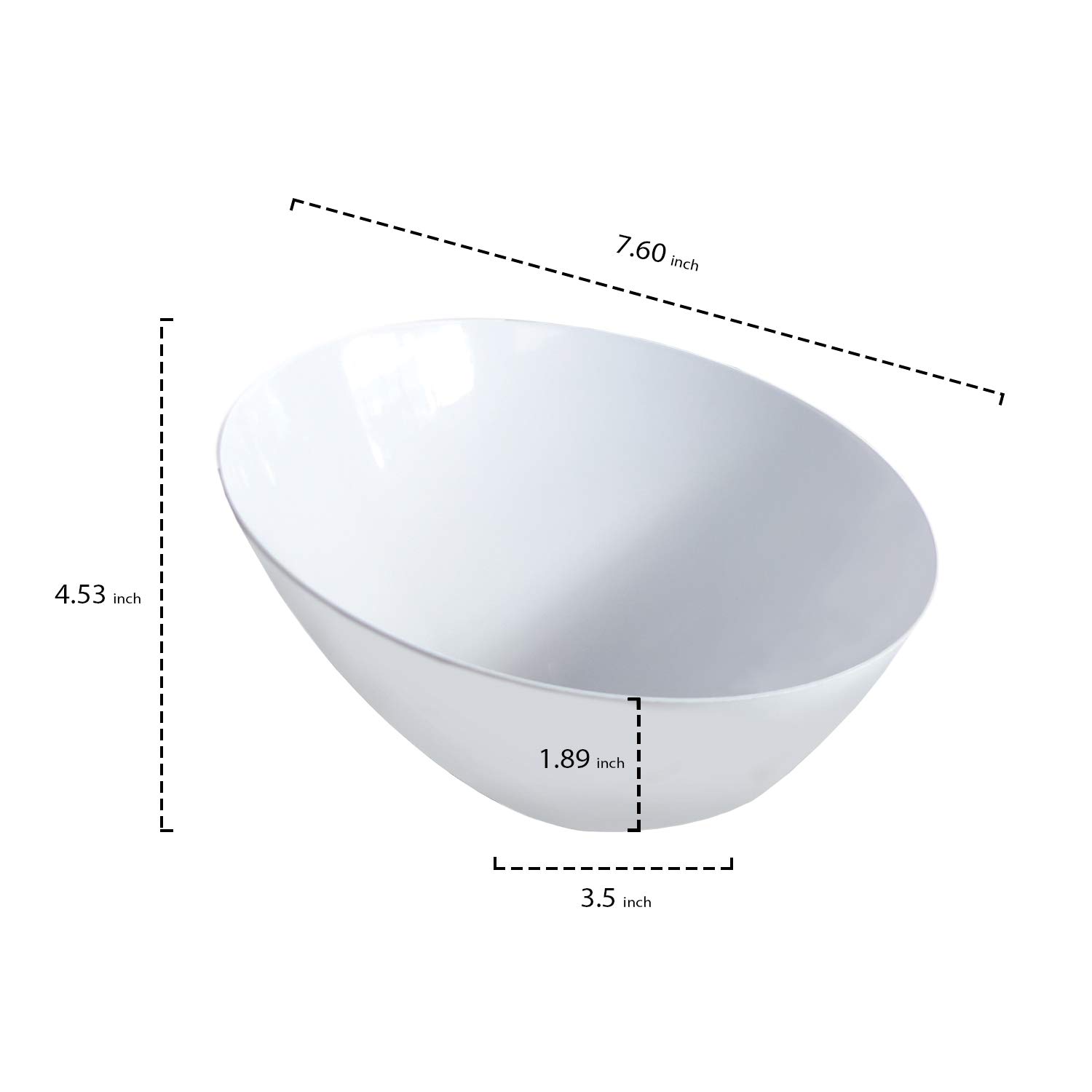 12-Pack White 20 oz Plastic Serving Angle Bowls for Snacks, Appetizers & Salad – Perfect for Parties, Picnics & Catering Events