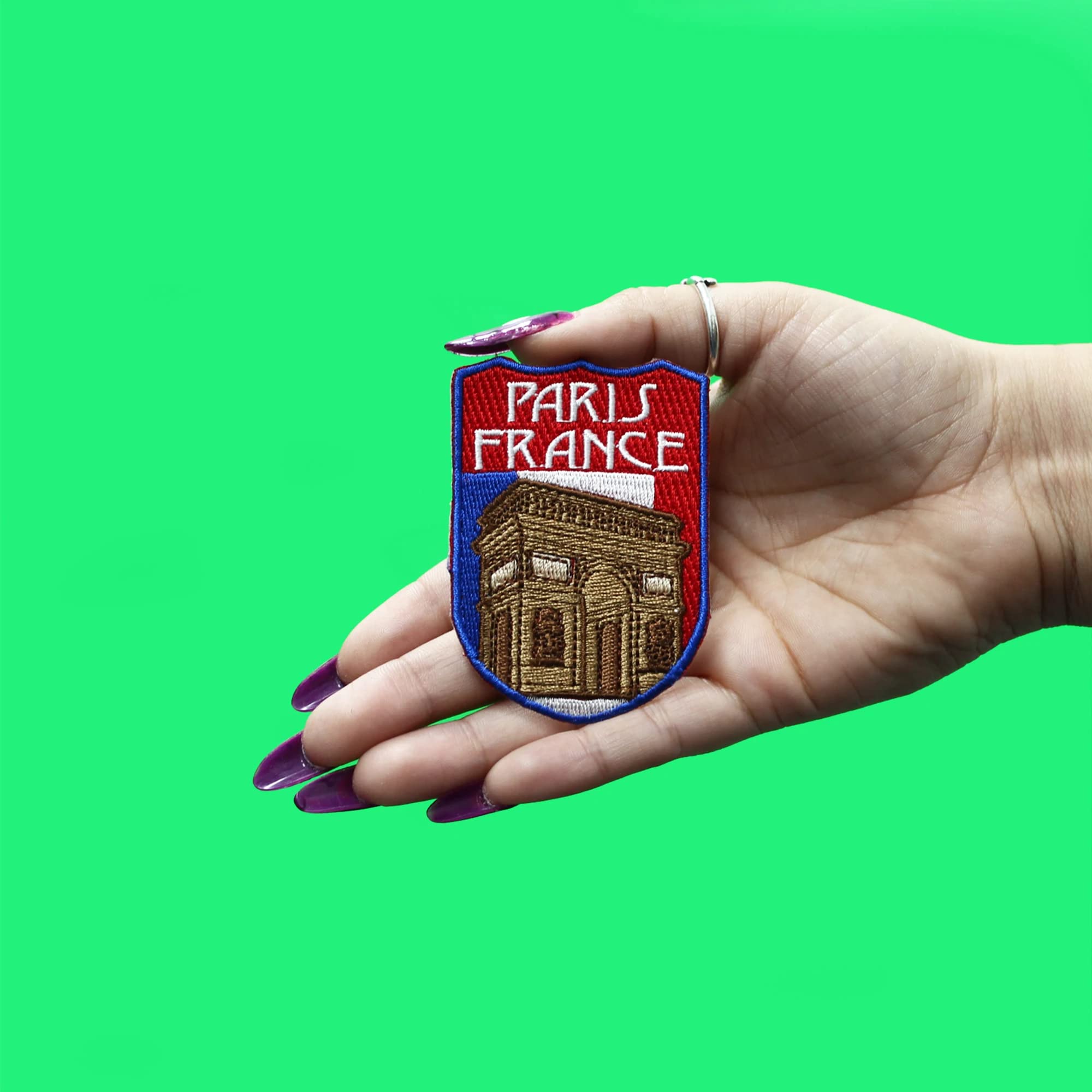 Paris France Shield Patch - Famous Landmark Embroidered Iron-On Badge for Jackets, Bags & DIY Crafts
