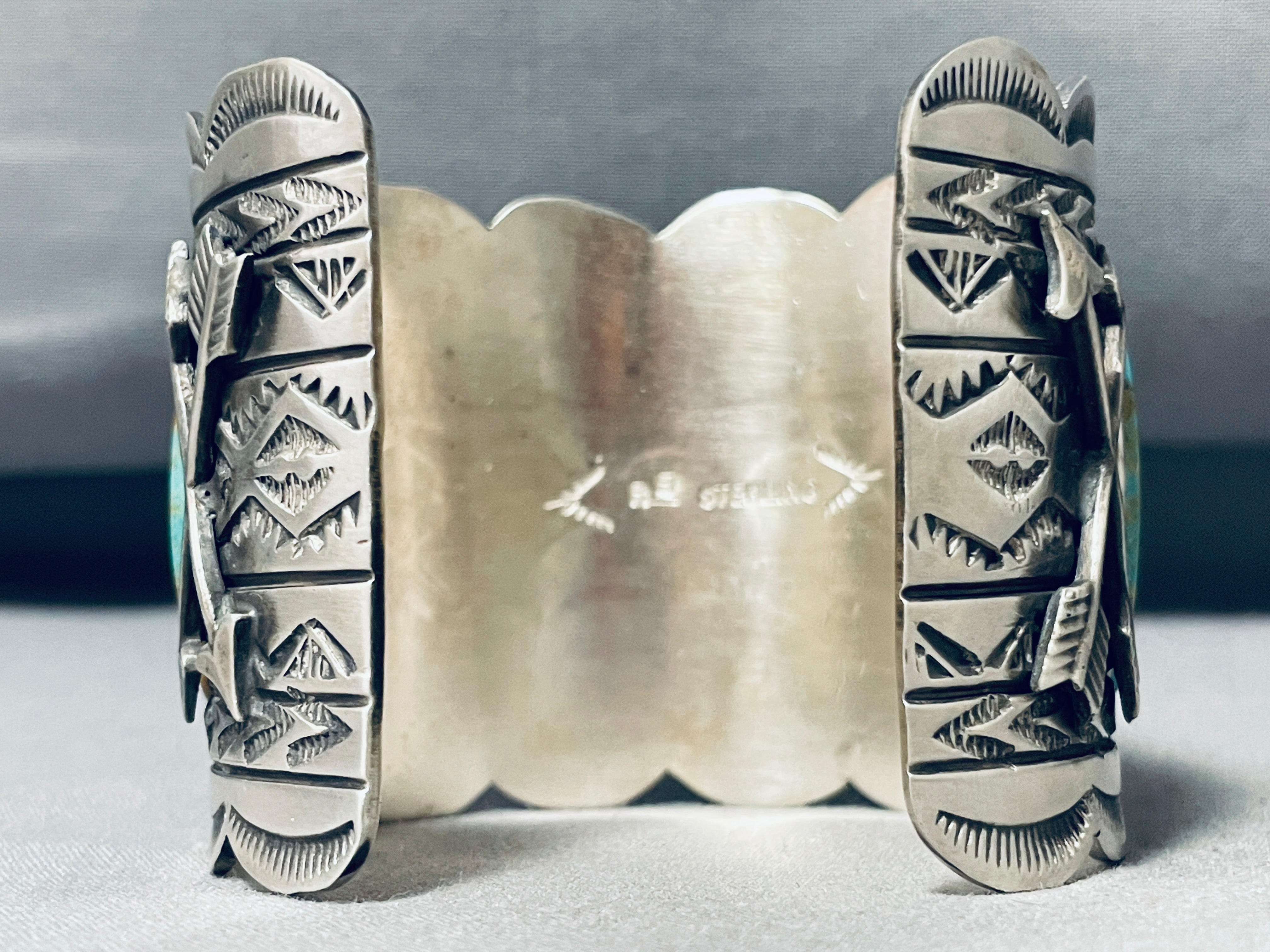Authentic Native American Navajo Royston Turquoise Sterling Silver Gecko Bracelet - 100+ Grams - Handcrafted Jewelry for Women - Perfect for Boho, Western & Festival Fashion