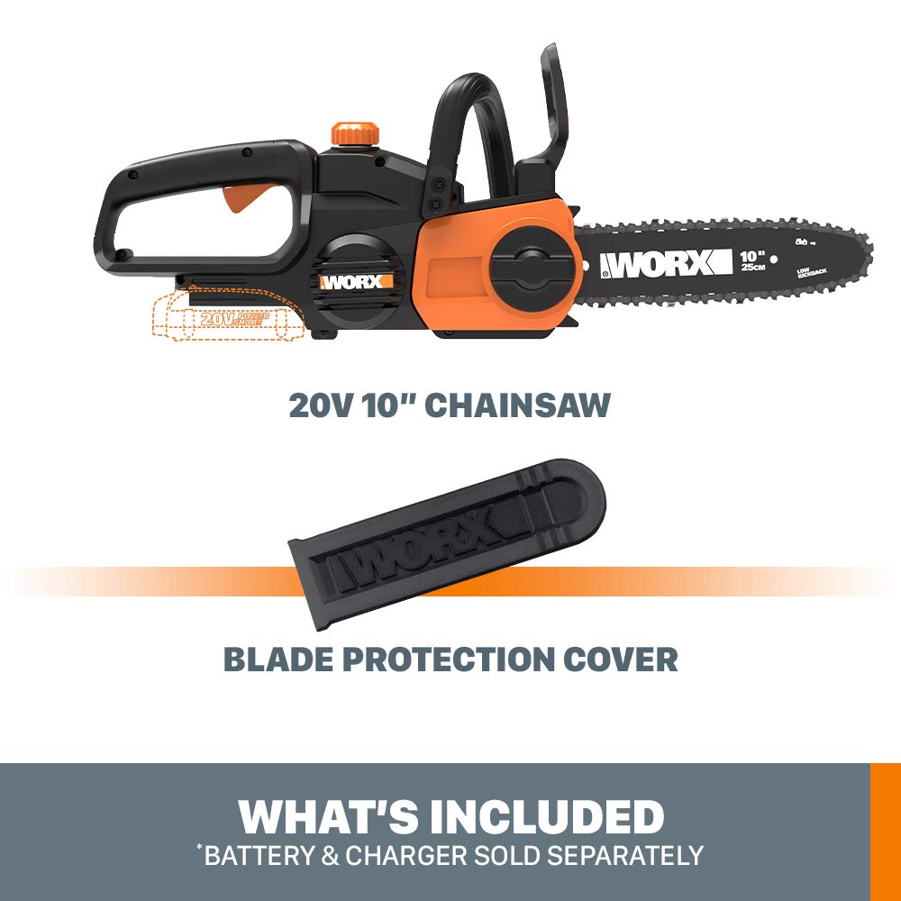 WORX WG322.9 20V Cordless Chainsaw - Tool Only (No Battery/Charger) | Perfect for Tree Trimming, Yard Cleanup & DIY Wood Cutting Projects