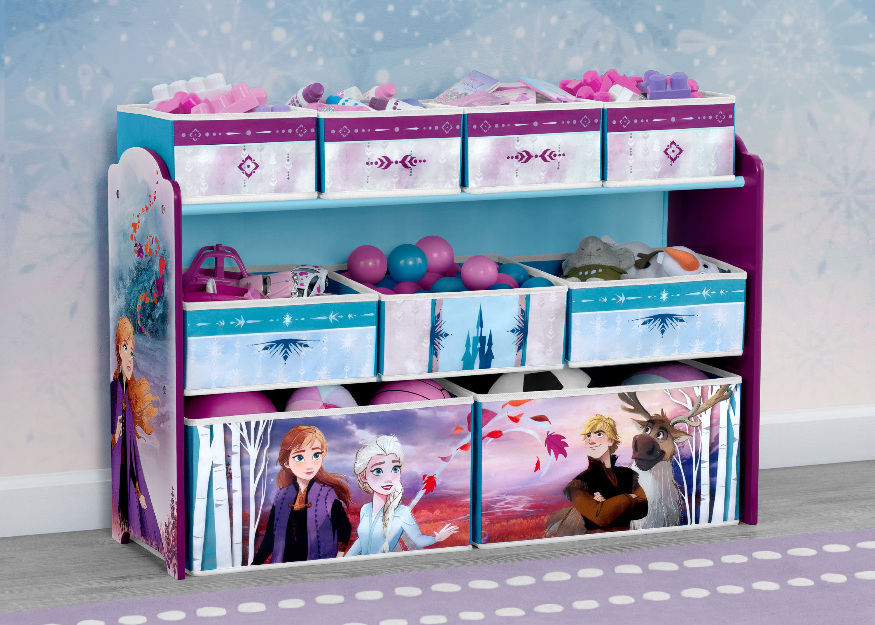 Frozen Deluxe 9 Bin Toy Storage Organizer - Kids Room Organization Solution for Toys, Books & Crafts | Perfect for Playrooms, Bedrooms & Daycare Centers