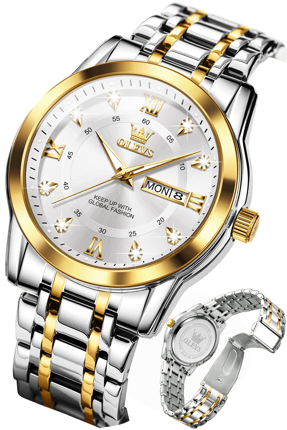 OLEVS Men's Stainless Steel Waterproof Watch - Business & Casual Style for Everyday Wear