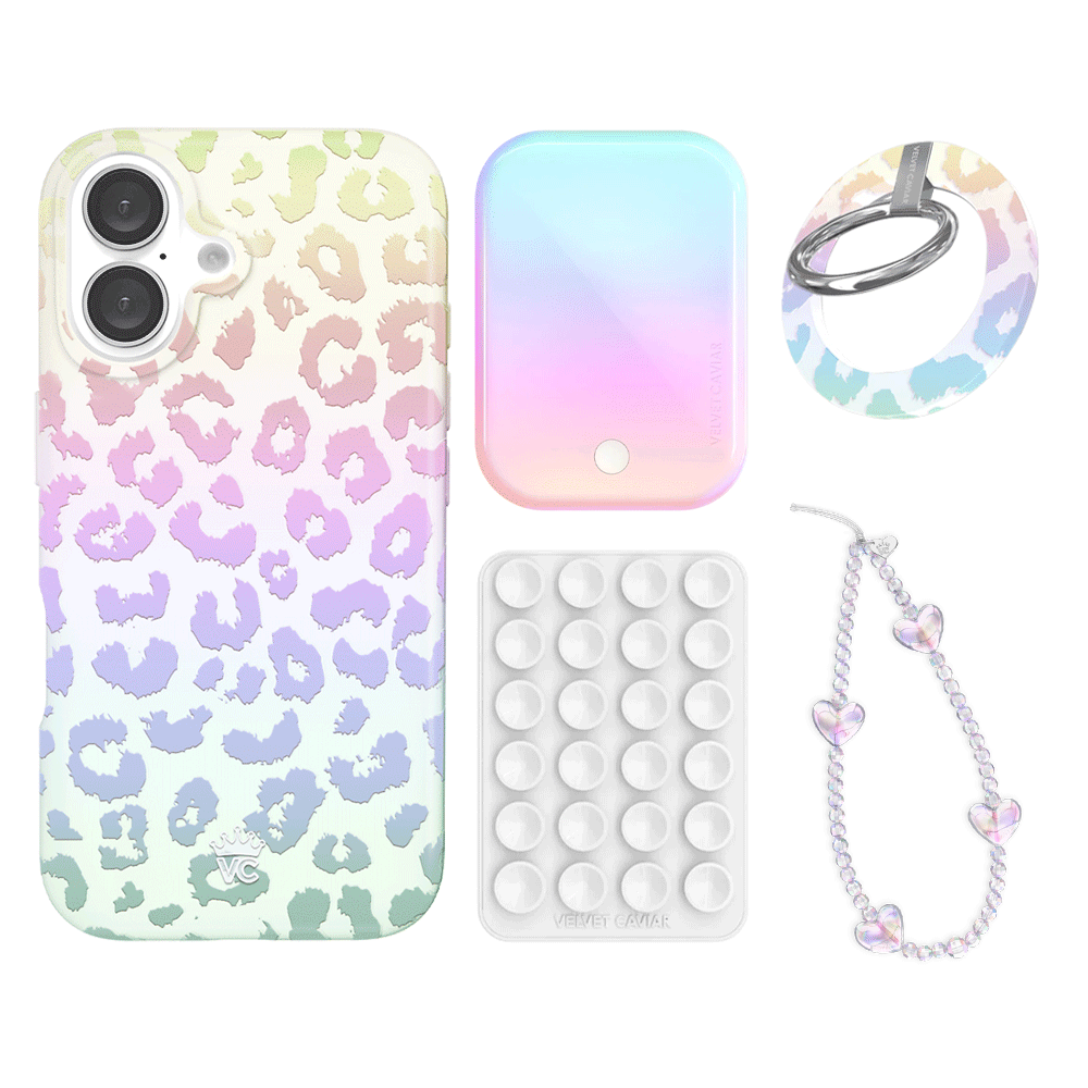 White Opal Leopard iPhone Case with Grip - Stylish Protective Phone Cover for iPhone 13/14/15 Pro Max - Perfect for Work, Travel & Everyday Use