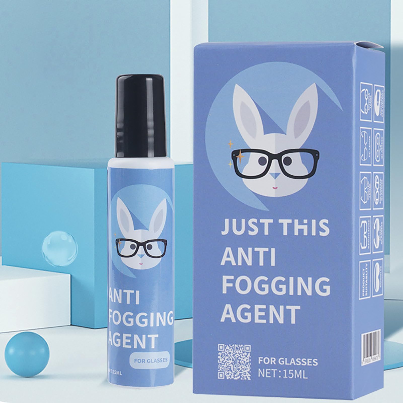 Anti-Fog Spray for Glasses & Sunglasses - 15ml Lens Cleaner for Optical, Safety & Sports Goggles - Prevent Fogging for Driving, Skiing & Outdoor Activities