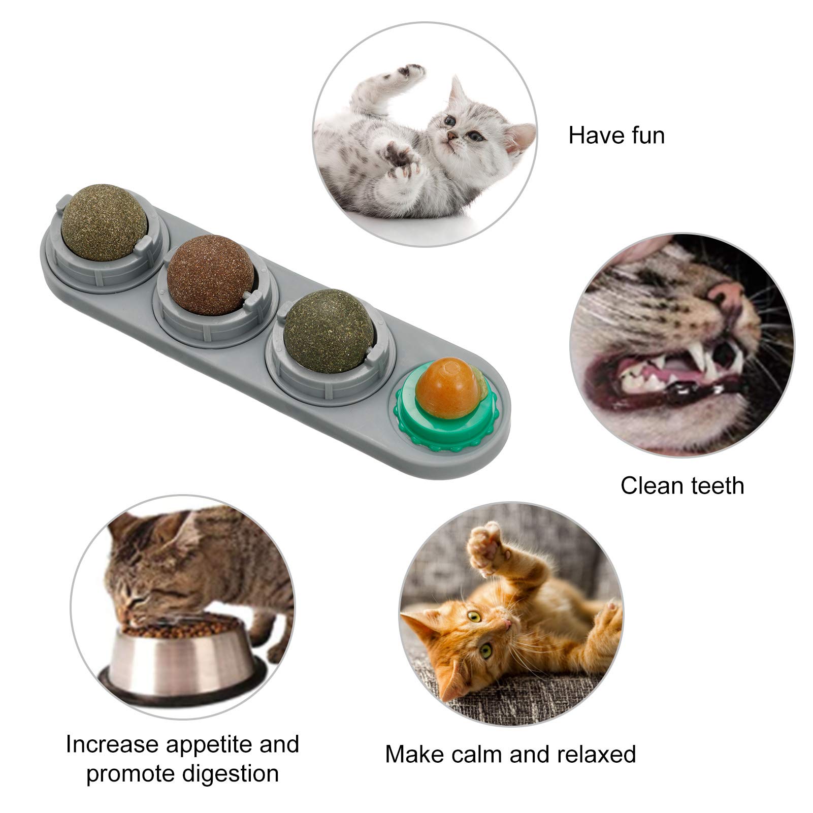 Rotatable Catnip Licking Balls - Edible Cat Toys for Kittens & Adult Cats - Fun Interactive Play & Stress Relief for Indoor Pets
