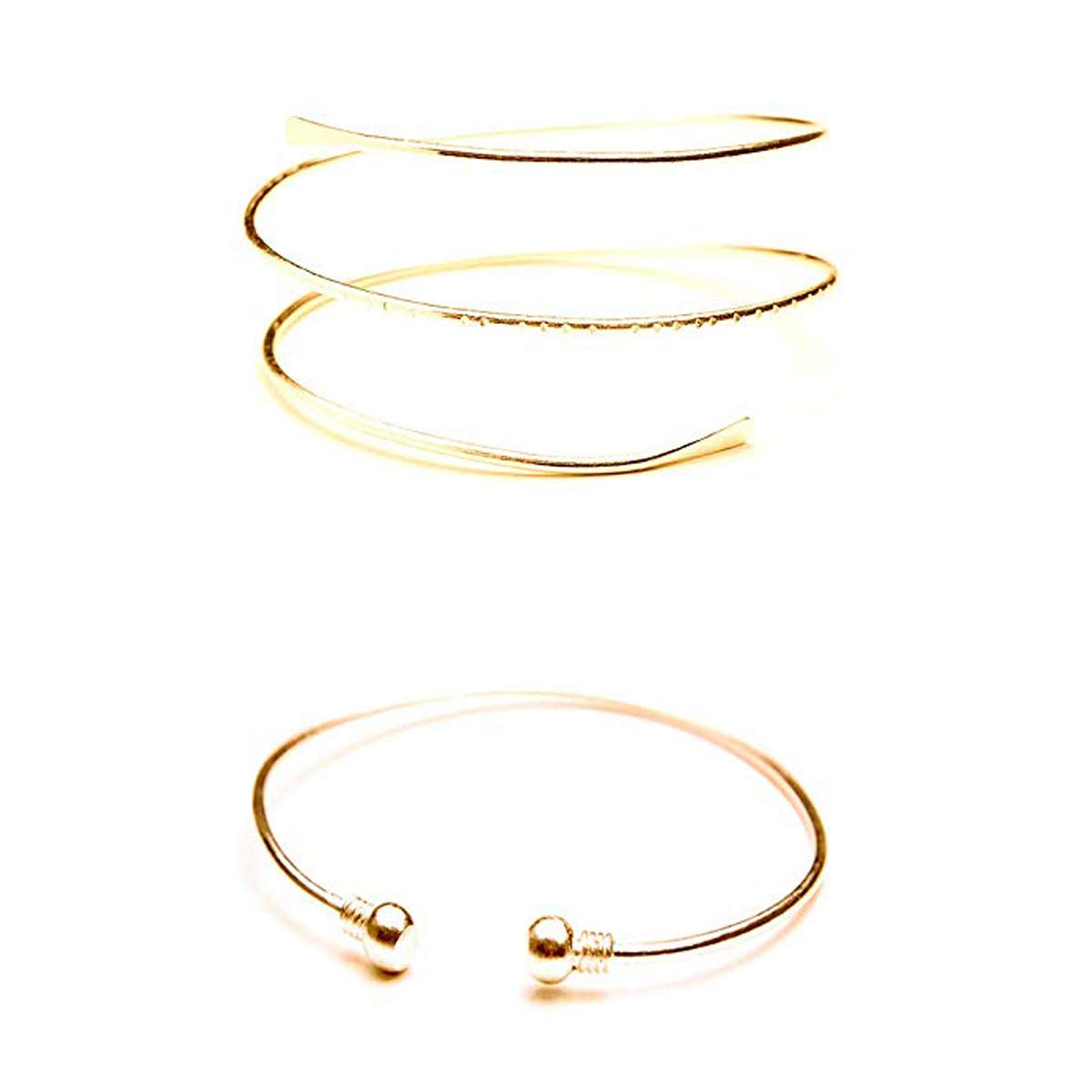Minimalist Metal Punk Spiral Coil Arm Cuff Bracelet - Adjustable Hammered Wrap Armband Bangle for Women | Gothic Jewelry for Concerts, Festivals & Edgy Fashion