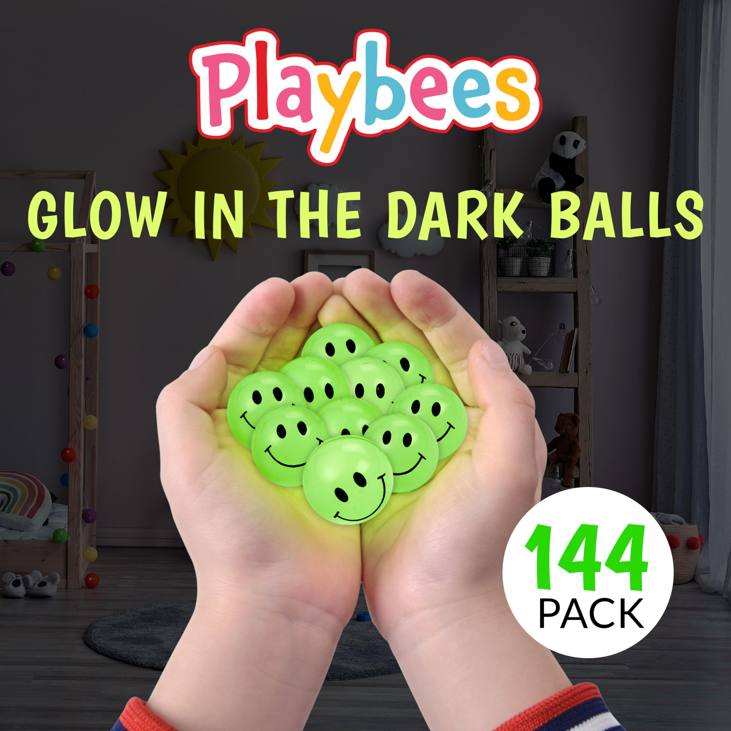 Glow in The Dark Bouncy Balls Bulk 144 Pack - 1 Inch Super Bouncy Small Balls for Kids, Vending Machines & Party Favors - Fun for Boys and Girls at Night Play, Birthday Parties & Classroom Rewards