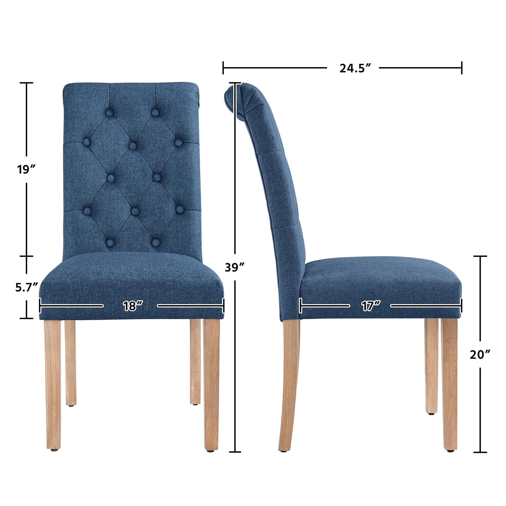 Yaheetech 4-Piece Dining Chair Set - Button Tufted Parsons Kitchen Chairs with Upholstered Fabric & Solid Wood Legs - Comfortable Padded Seat for Dining Room, Kitchen, Restaurant (Blue) | Perfect for Family Meals, Dinner Parties & Casual Dining
