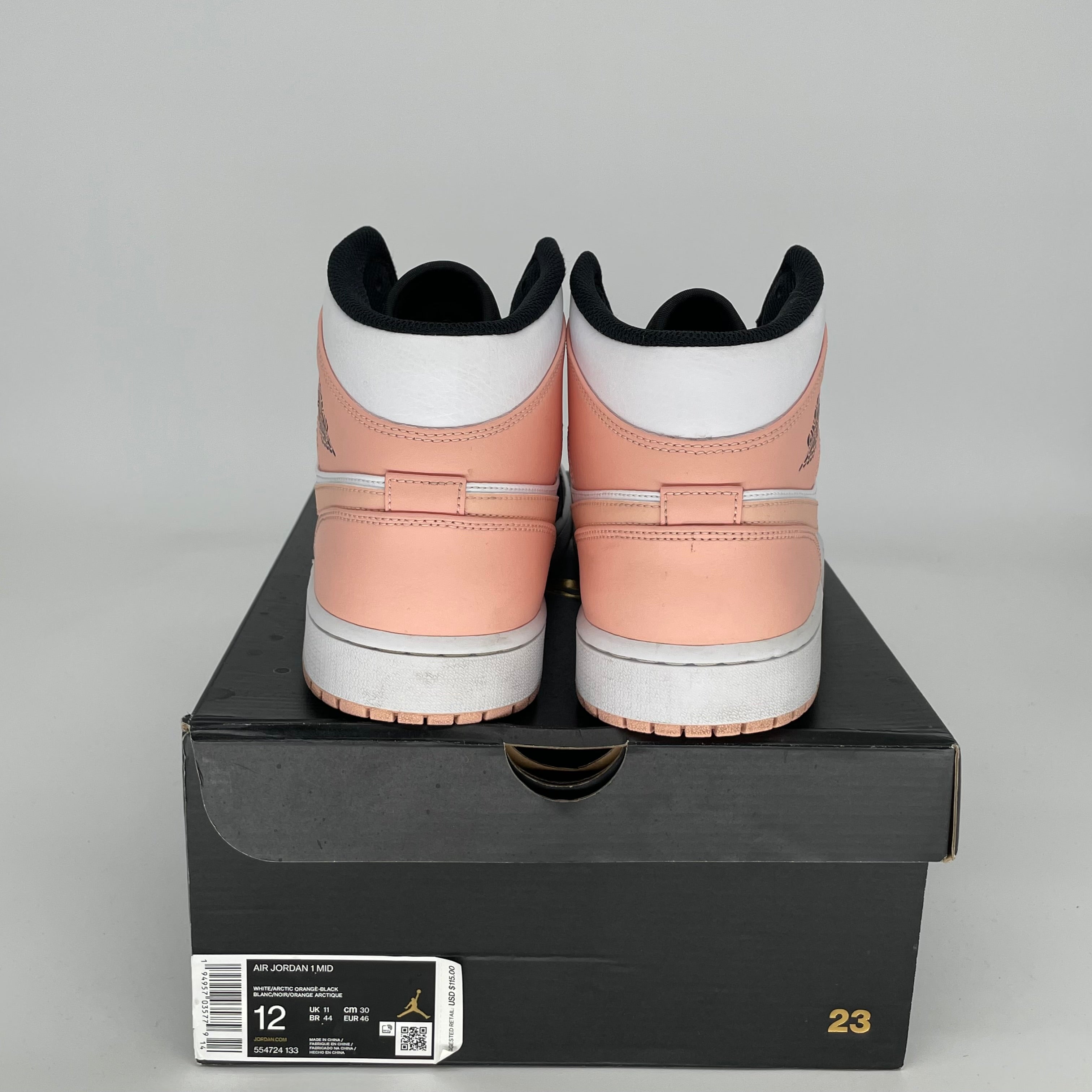 AIR JORDAN 1 MID ARCTIC ORANGE BLACK TOE Men's Basketball Shoes Size 12 - 554724-133 | Retro Sneakers for Streetwear & Casual Outfits