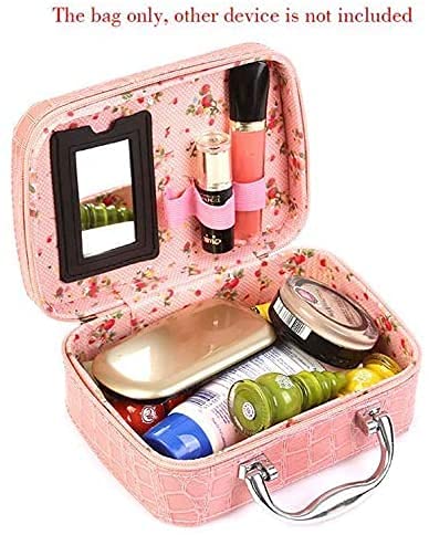 Colorful Women's Makeup Bag with Mirror - Travel Jewelry Organizer for Toiletries