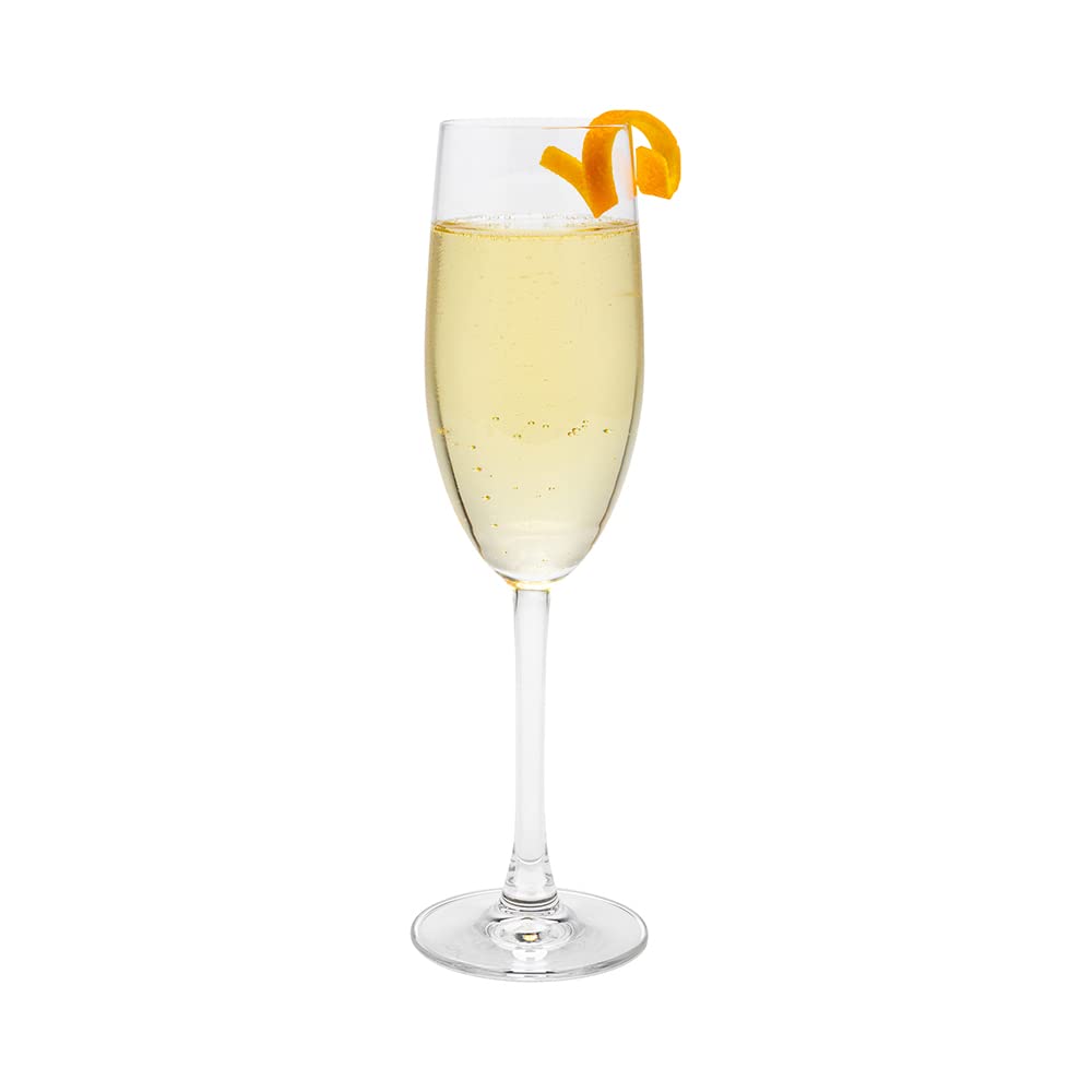Restaurantware 8.5 oz Champagne Flutes Set of 12 - Premium Crystal Glassware with Laser-Cut Rim, Dishwasher Safe Stemware for Wine & Sparkling Beverages - Perfect for Weddings, Parties, and Elegant Dining