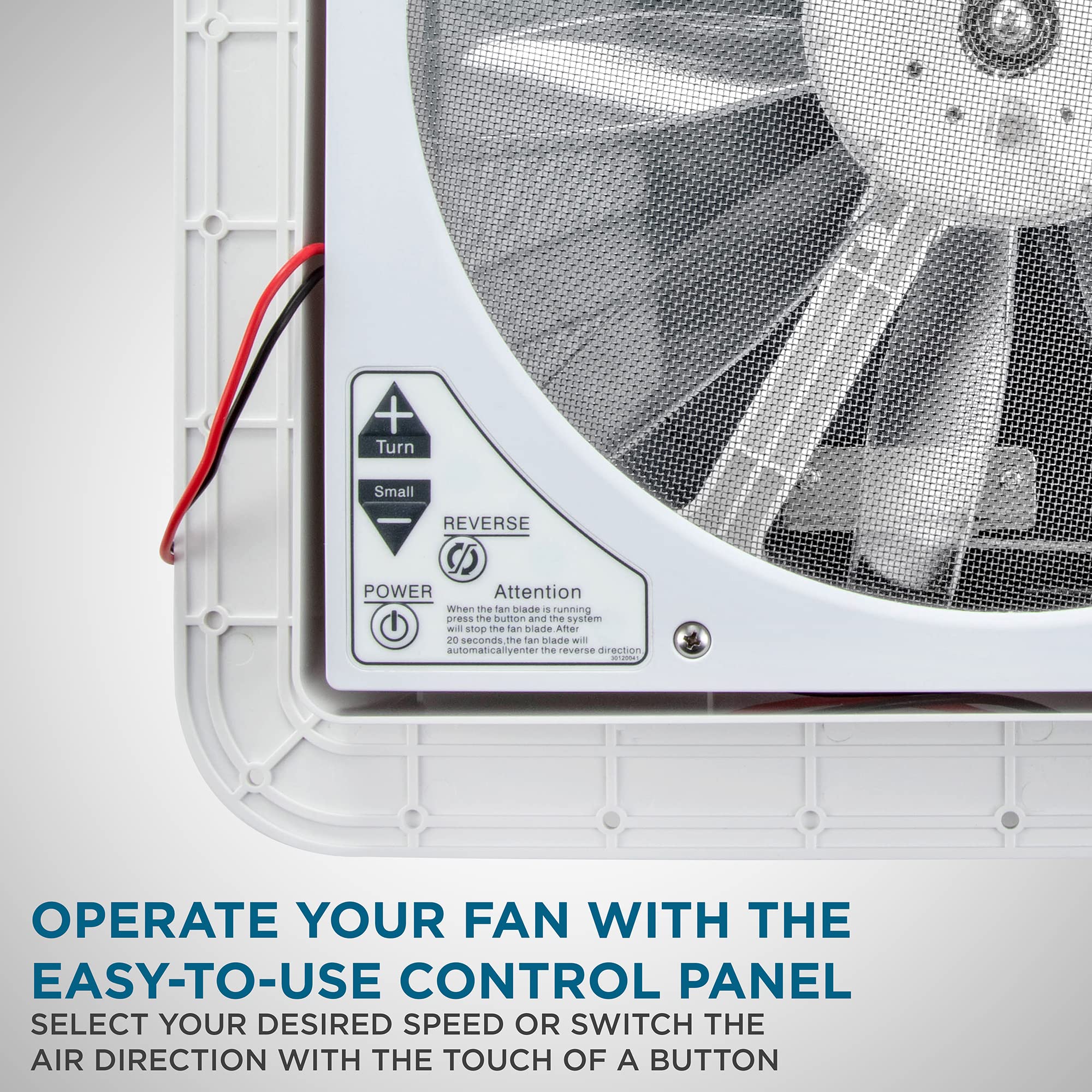 14” RV Roof Vent Fan with LED Light & 6-Speed Control - 12V Camper Ventilation System | Manual Open/Close | White Lid with Screws & Garnish Included | Perfect for RV, Camper & Van Air Circulation