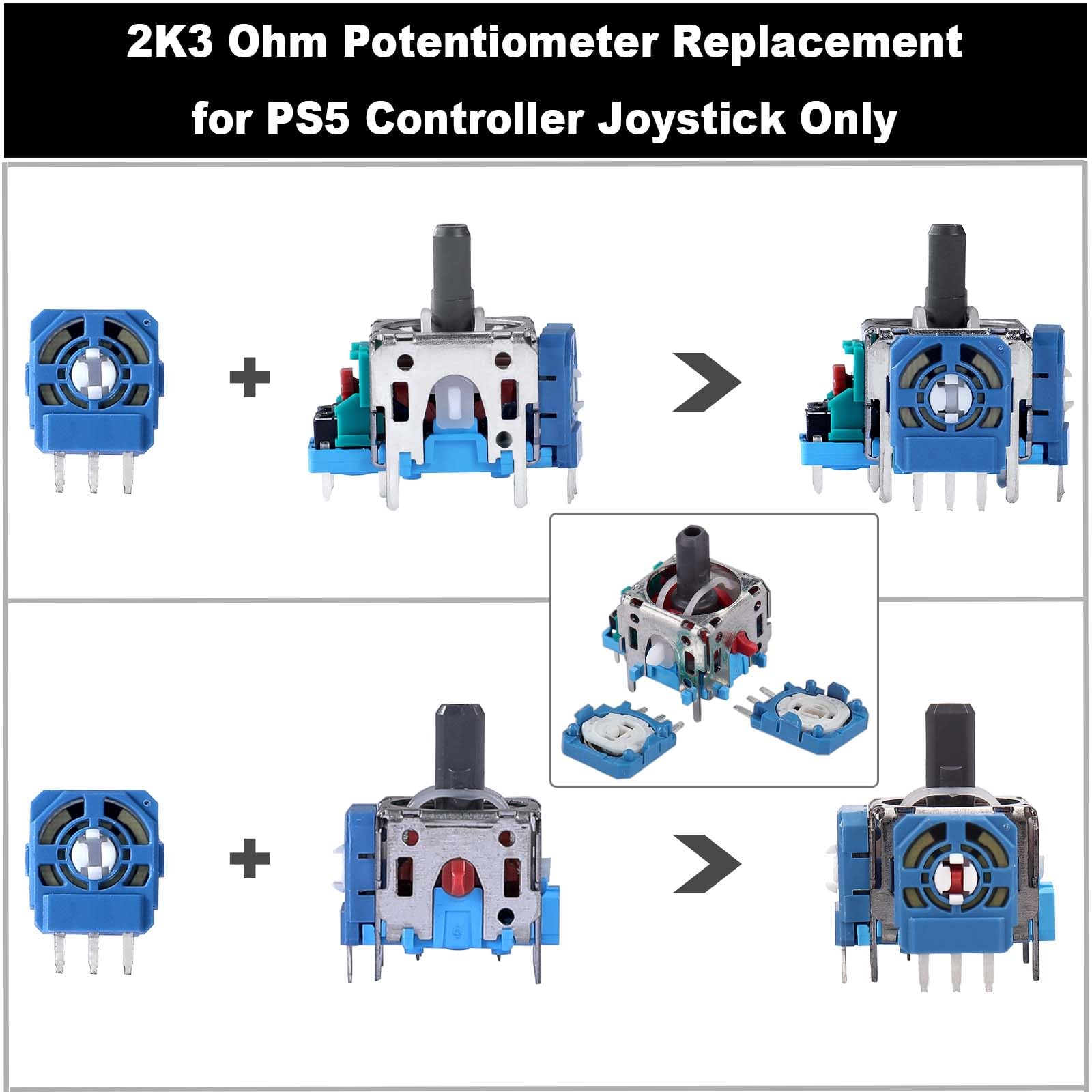 10pcs 2K3 Ohm Potentiometer Replacement for DualSense PS5 Controller - Trim Pot Resistor Thumbstick Module Sensor Compatible with ALPS Analog Joystick - Perfect for PS5 Controller Repair & Gaming Accessories