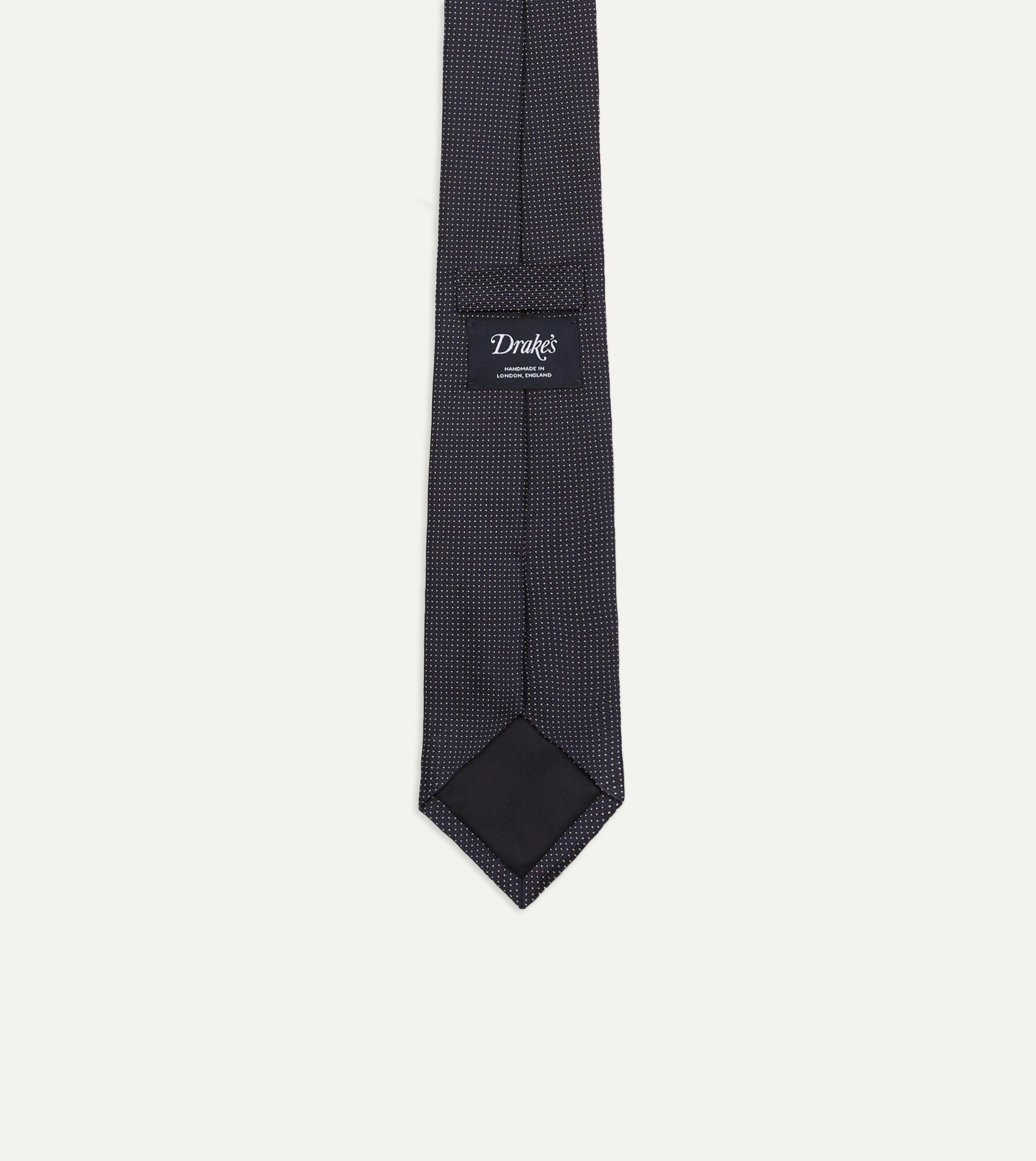 Navy Blue Micro Polka Dot Embroidered Silk Tie for Men - Perfect for Weddings, Business Meetings & Formal Occasions