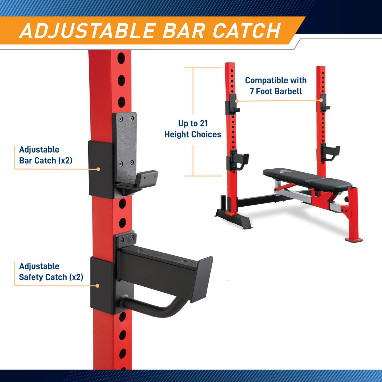 Marcy Olympic Weight Bench MWB-7096 - Adjustable Strength Training Bench for Home Gym, Full Body Workout - Perfect for Squats, Bench Press & Dumbbell Exercises