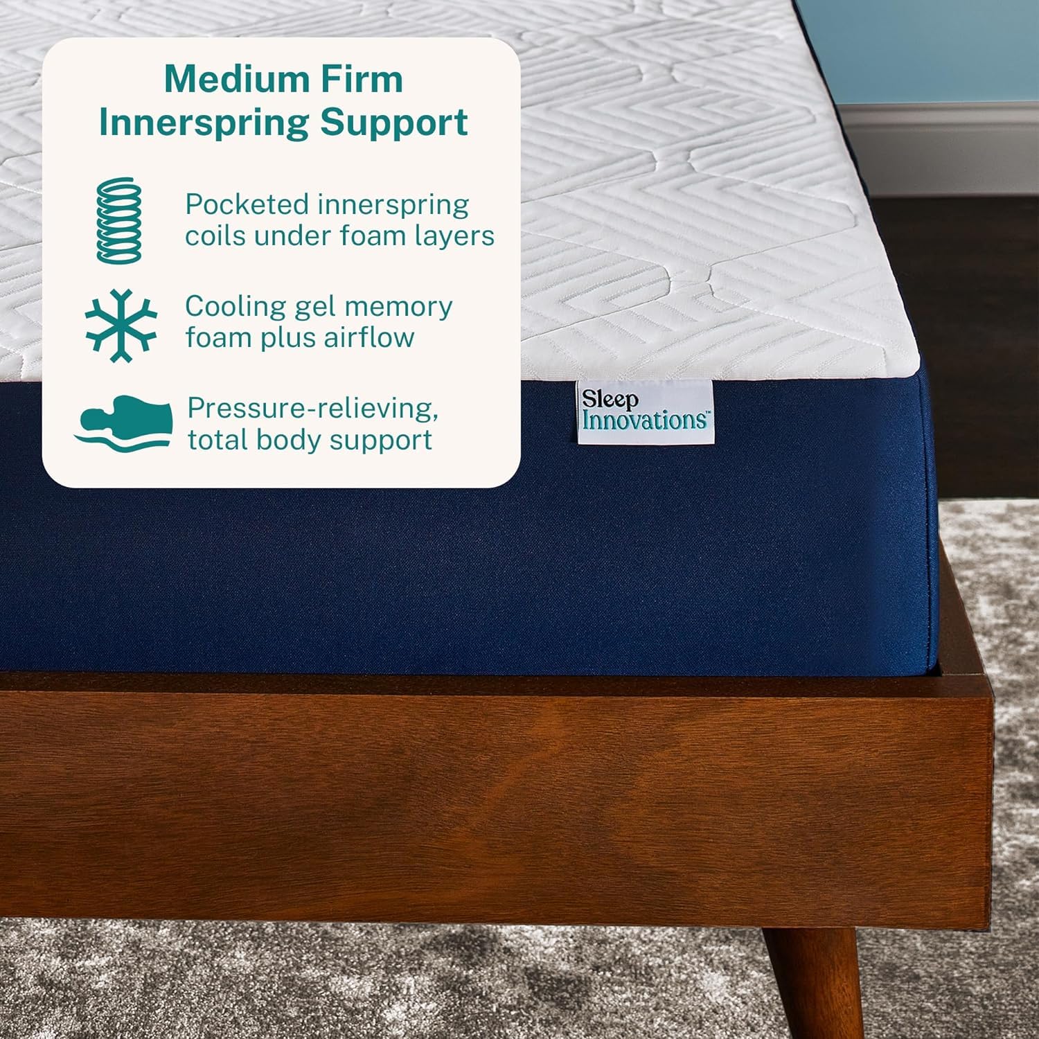 Sleep Innovations Marley Hybrid 10 Inch Cooling Gel Memory Foam & Innerspring Mattress - Cal King Size, Medium Firm Support, Bed in a Box for Cool & Comfortable Sleep - Perfect for Hot Sleepers & Back Pain Relief