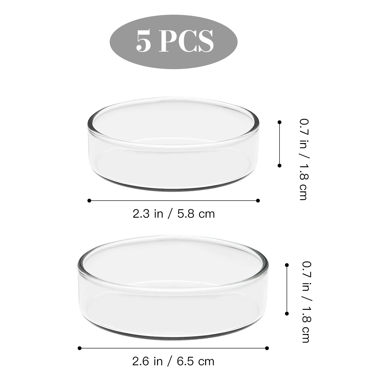Sterile Glass Petri Dishes with Lids - 5Pcs High Borosilicate Lab-Grade Culture Dishes for Microbiology, Cell Culture & Science Experiments | Perfect for Laboratories, Classrooms & Home Science Projects