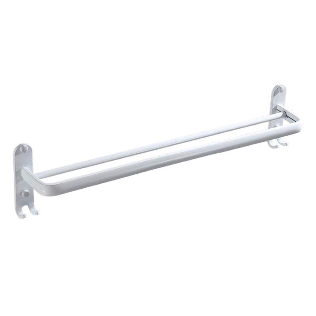 Sturdy White Wall Mounted Towel Rack - Double Bar Bathroom Towel Holder with Hooks, Rust-Resistant Aluminum Towel Hanger for Bathroom, Lavatory & Kitchen Organization | Perfect for Small Spaces, Apartments & Guest Baths