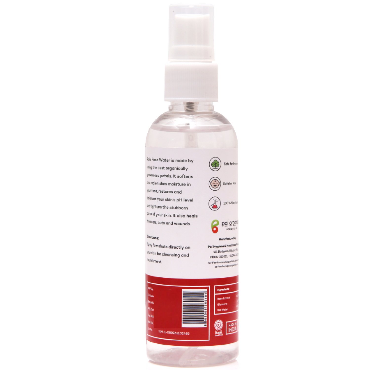 Organic Rose Water Facial Toner - 100ml Natural Rose Extracts for Hydrating & Soothing Skin | Perfect for Daily Skincare, Makeup Setting & Post-Sun Care