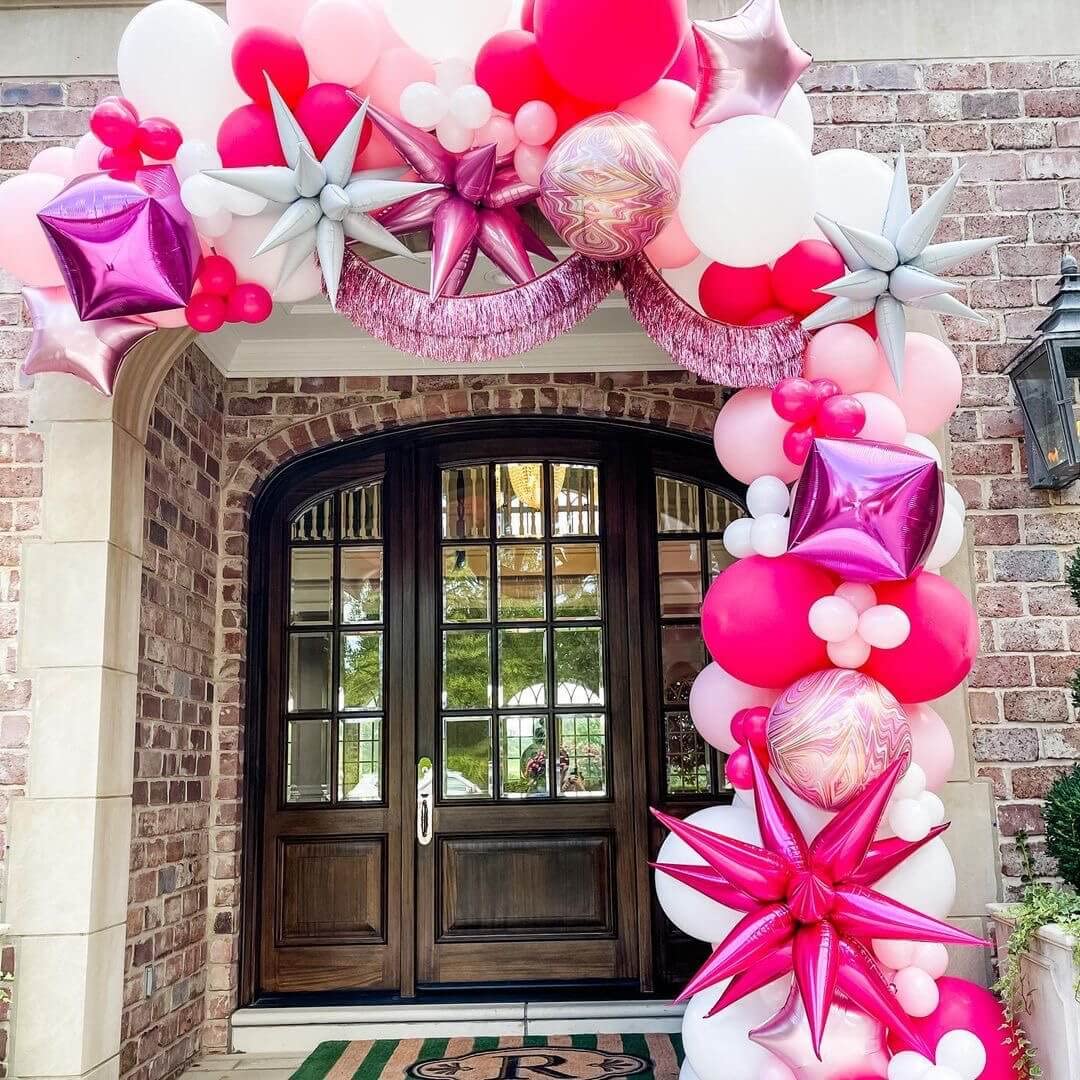 50 Pcs Hot Pink Foil Cone Star Balloons 26 Inch - 3D Starburst Mylar Balloons for Party Decorations, Christmas, Birthday, Wedding - Perfect for Photo Backdrops, Ceiling Decor & Event Centerpieces
