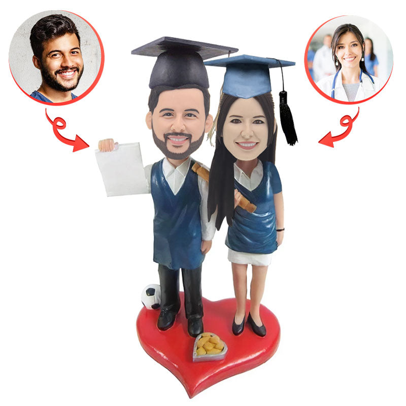 Custom Graduation Couple Bobblehead - Personalized Graduation Gift for Couples - Perfect for Graduation Party Decorations & Anniversary Celebrations